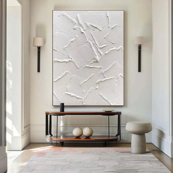 White Textured Minimalist Wall Art