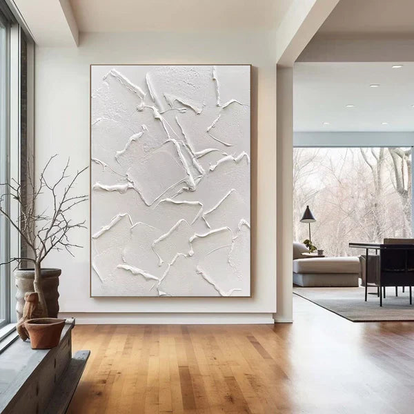 White Textured Minimalist Wall Art