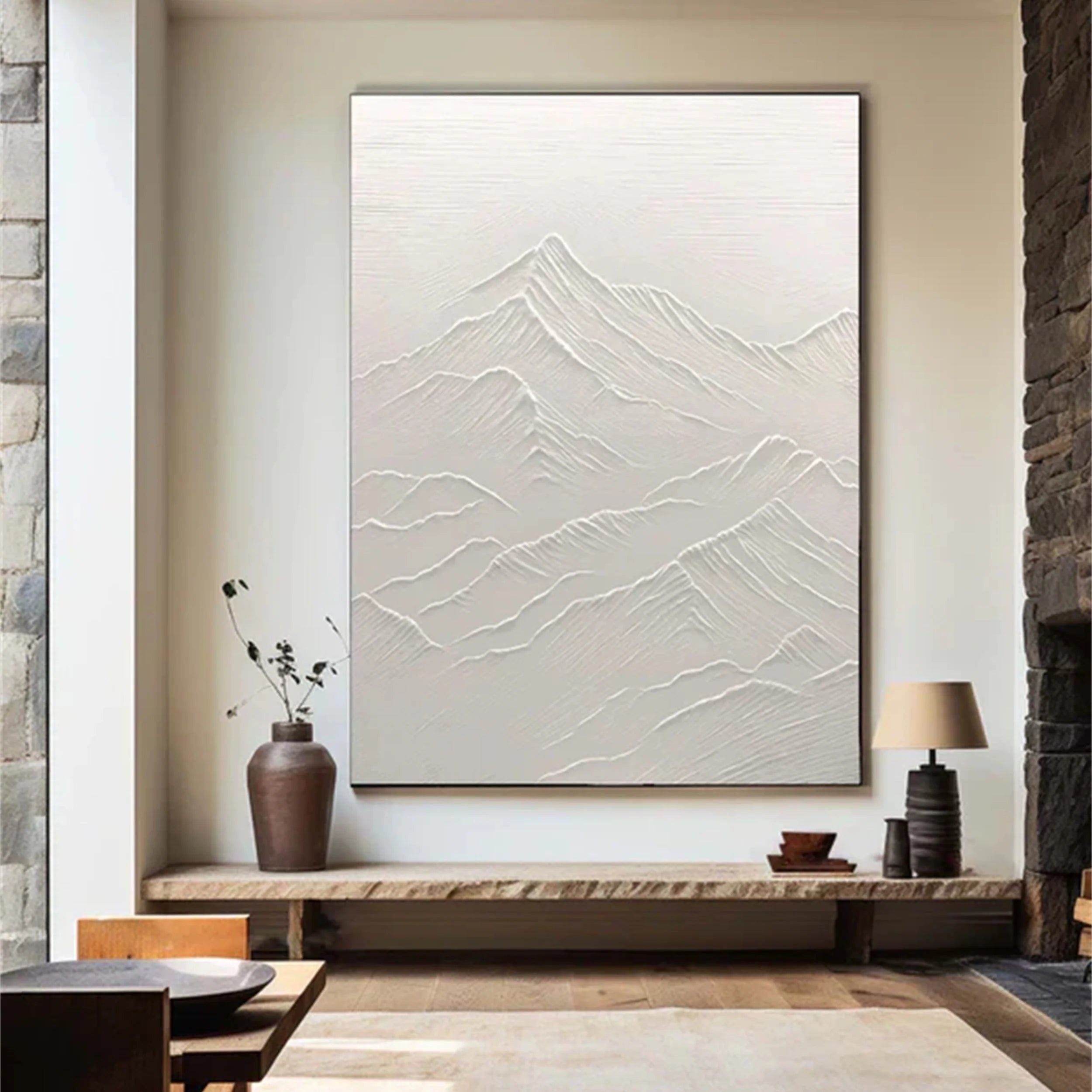 White Textured Minimalist Wall Art