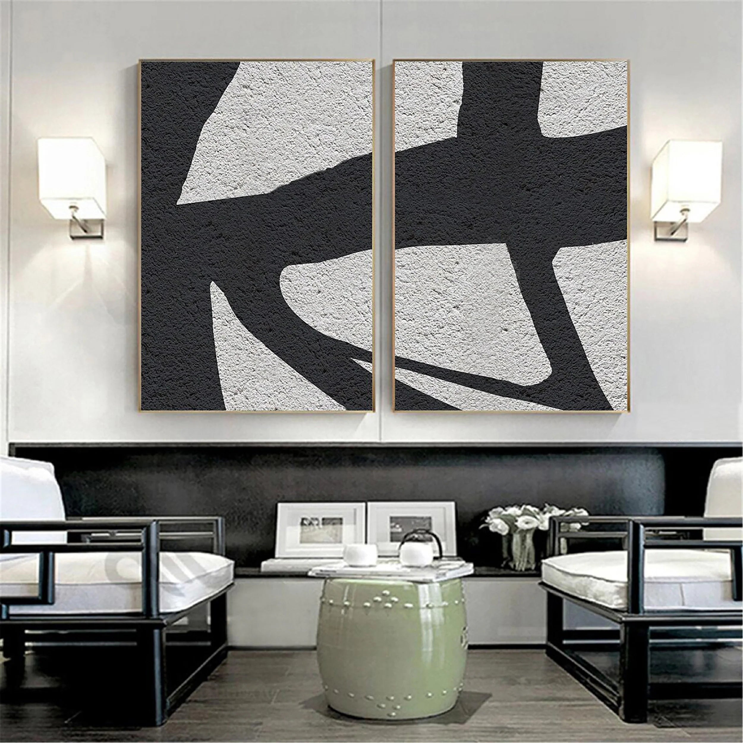 Wabi Sabi Abstract Wall Art Set of 2