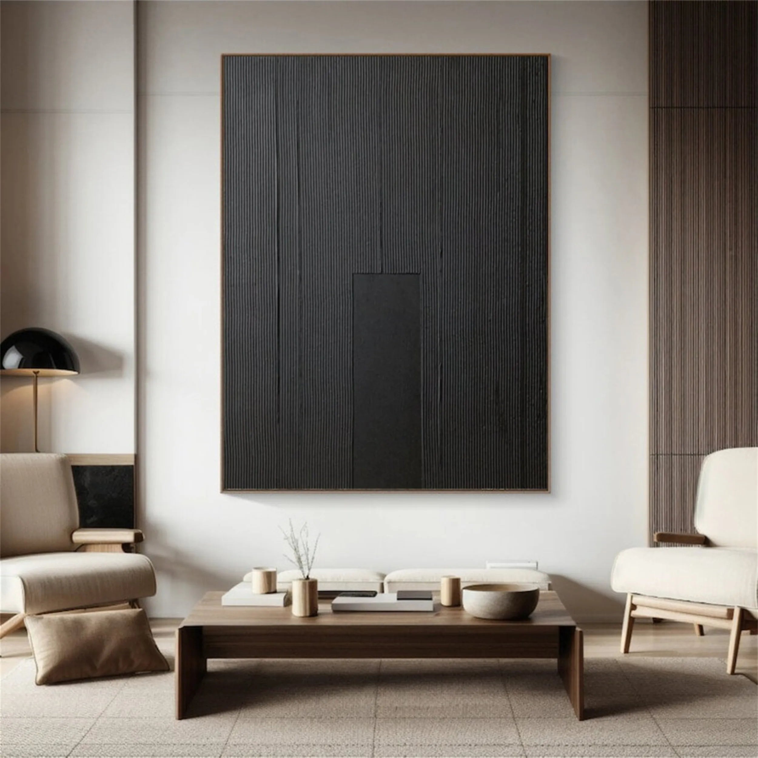 Black Textured Minimalist Wall Art