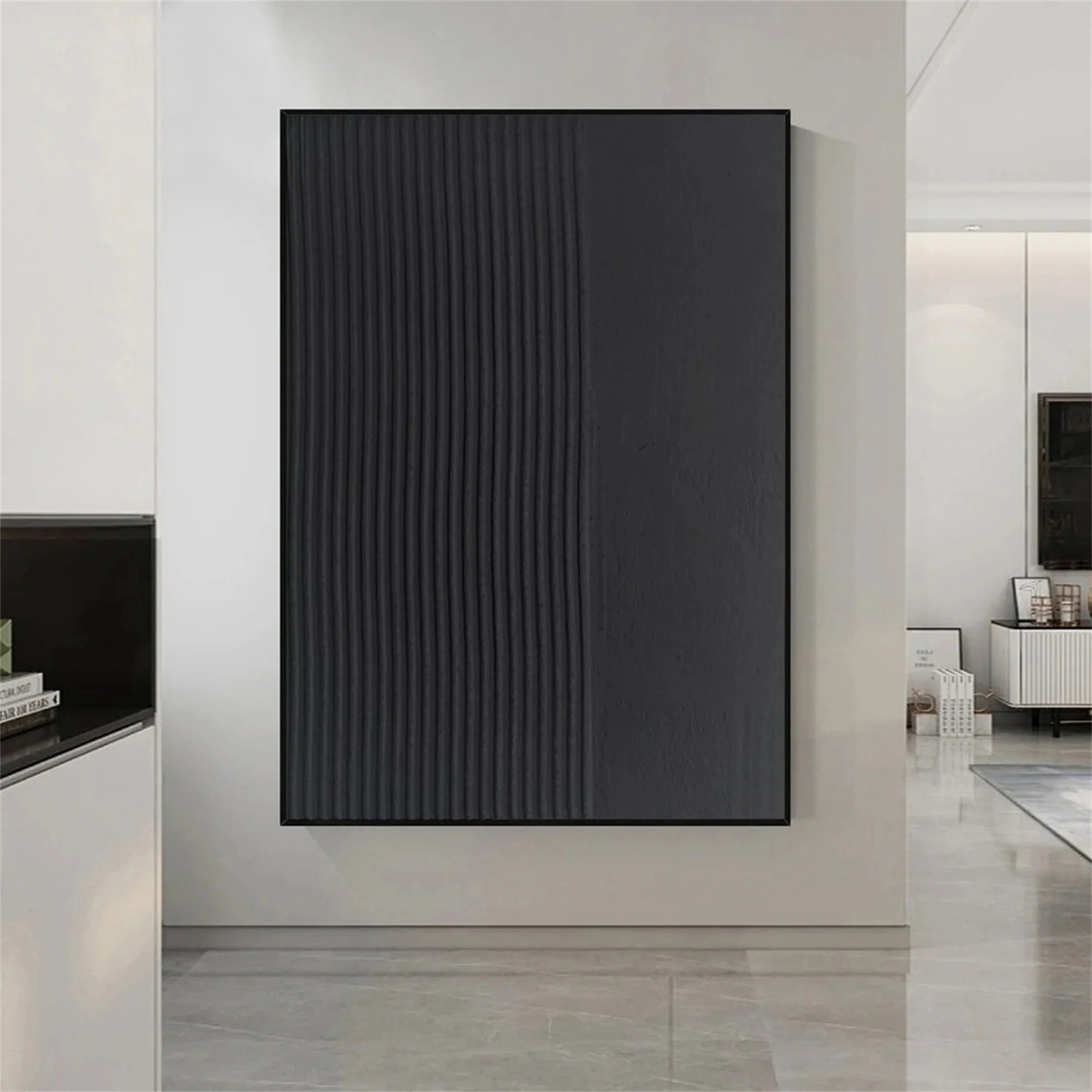 Black Textured Minimalist Wall Art