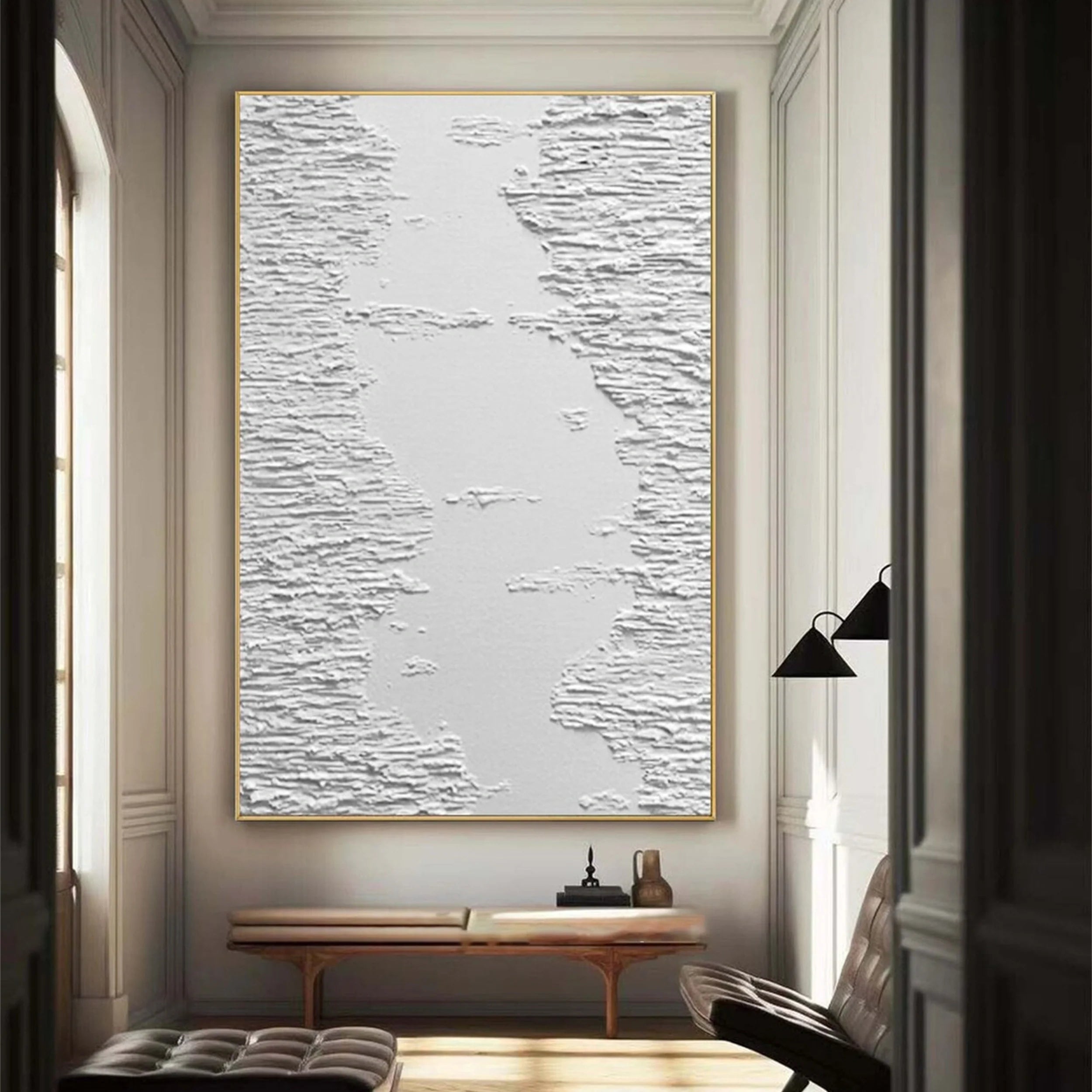 White Textured Minimalist Wall Art