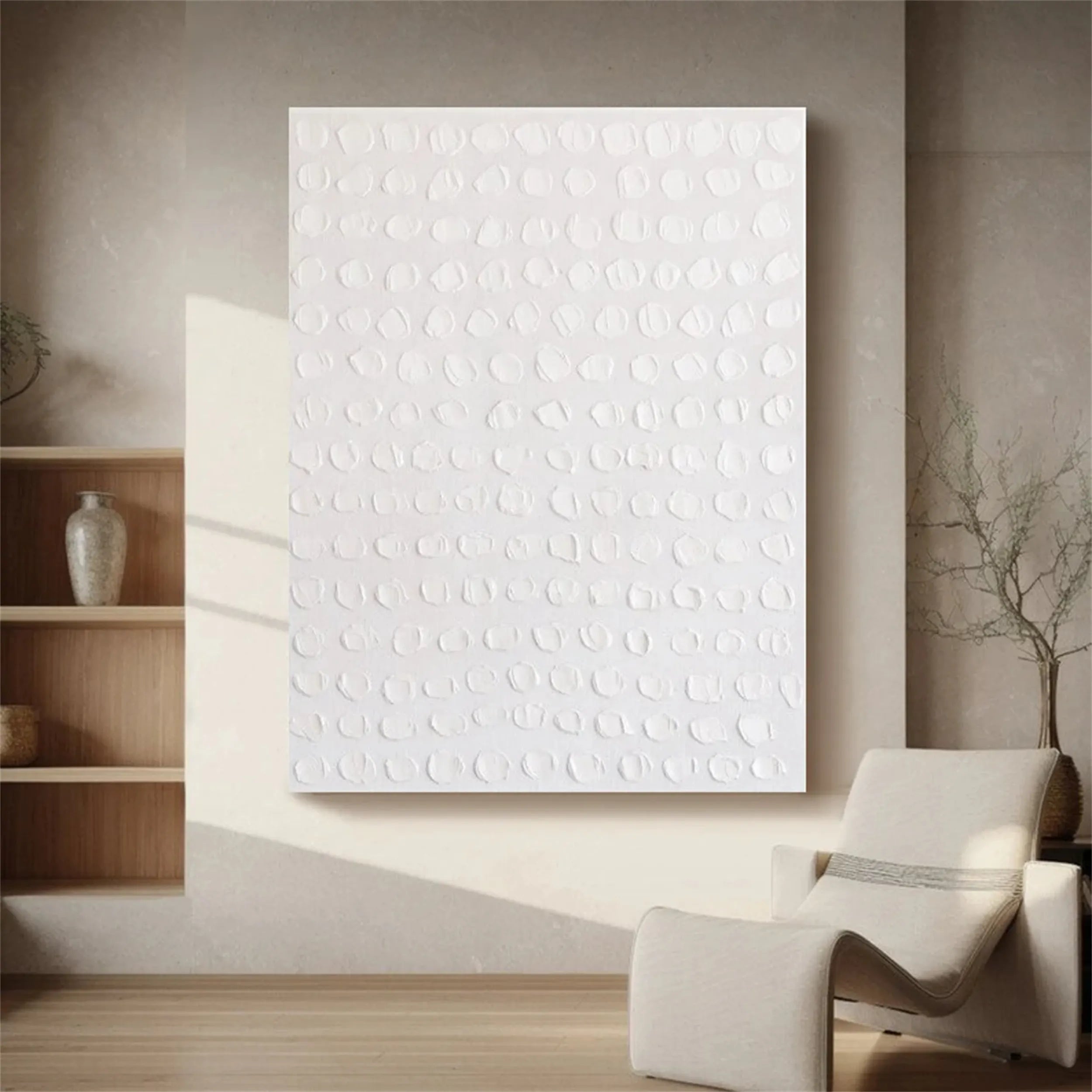 White Textured Minimalist Wall Art