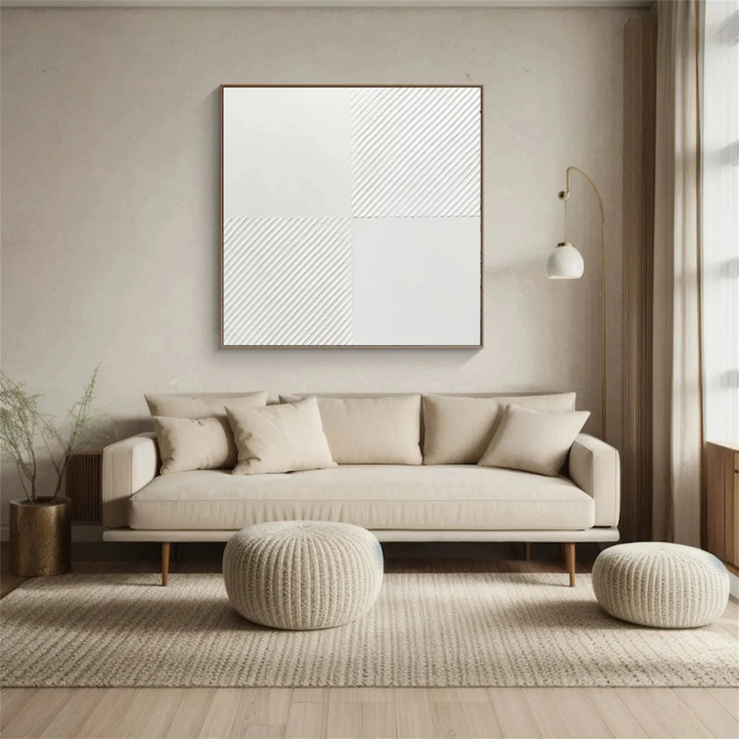 White Textured Minimalist Wall Art