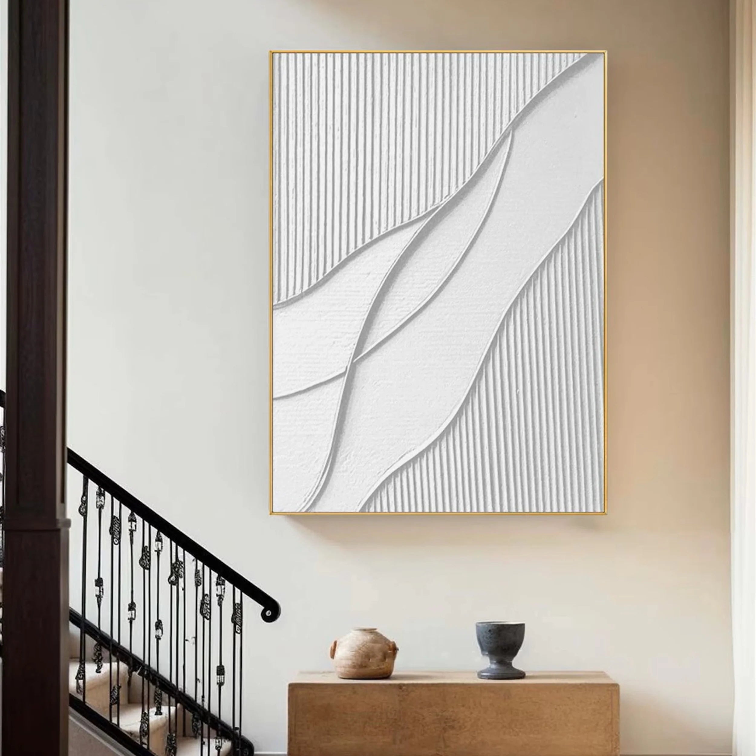 White Textured Minimalist Wall Art