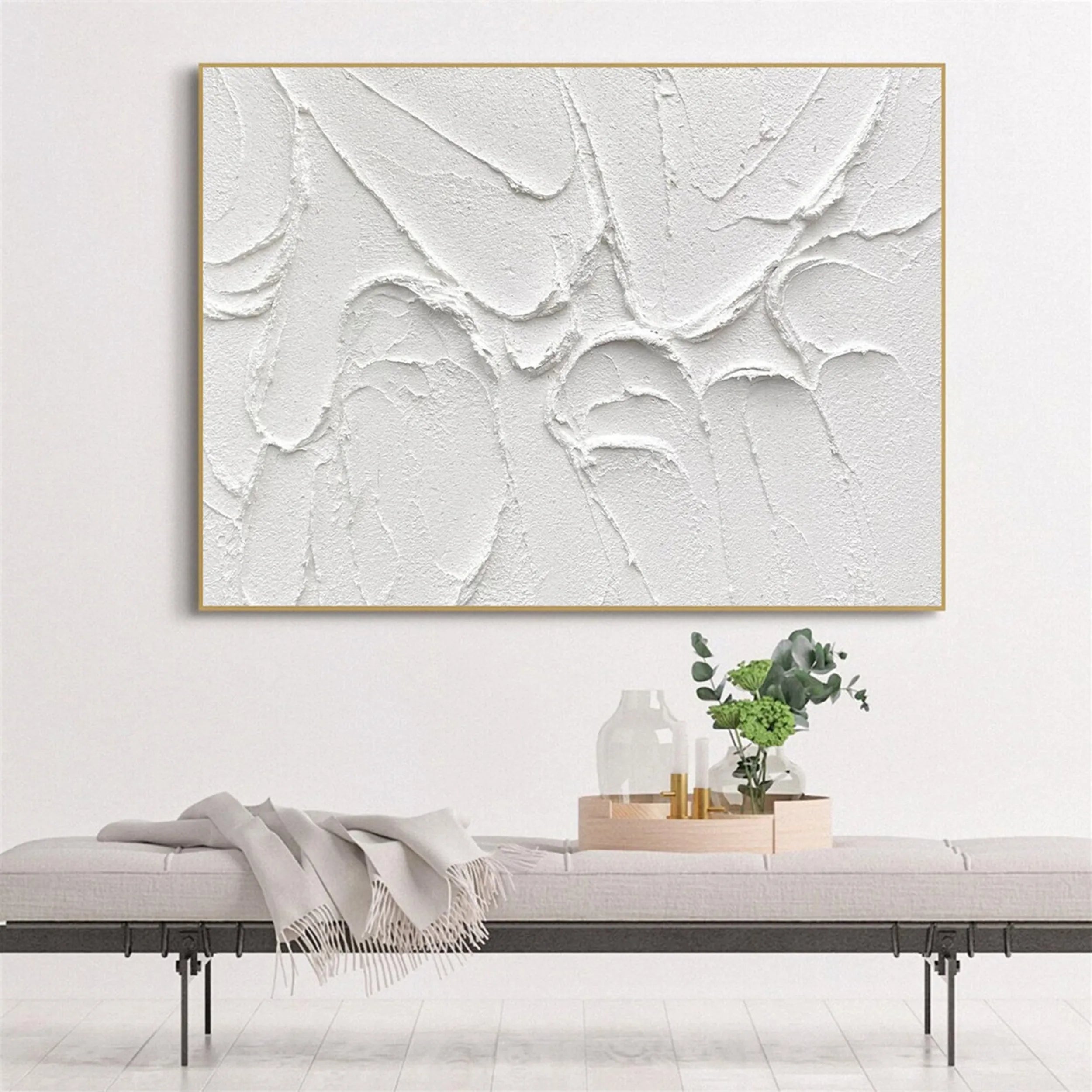 White Textured Minimalist Wall Art