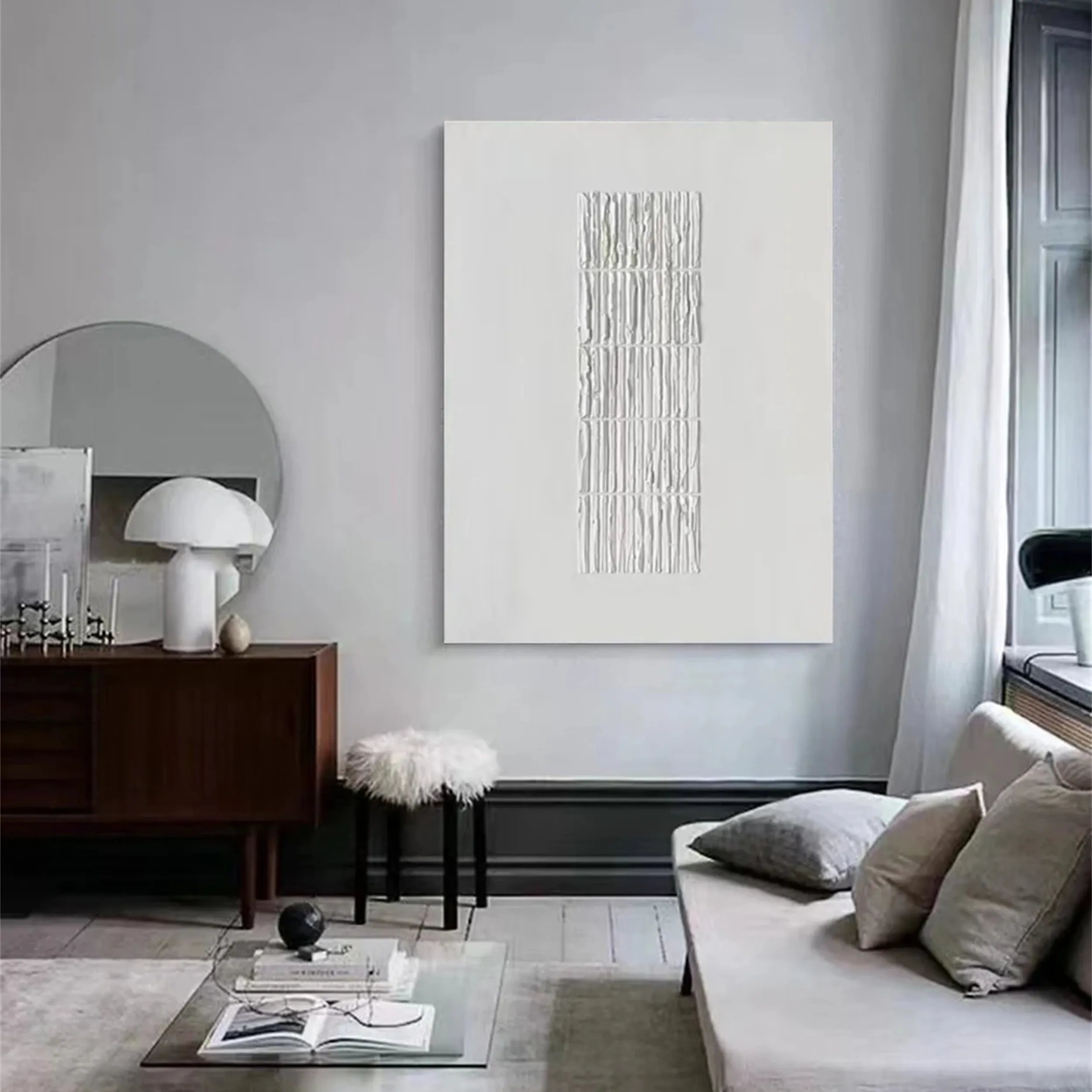 White Textured Minimalist Wall Art