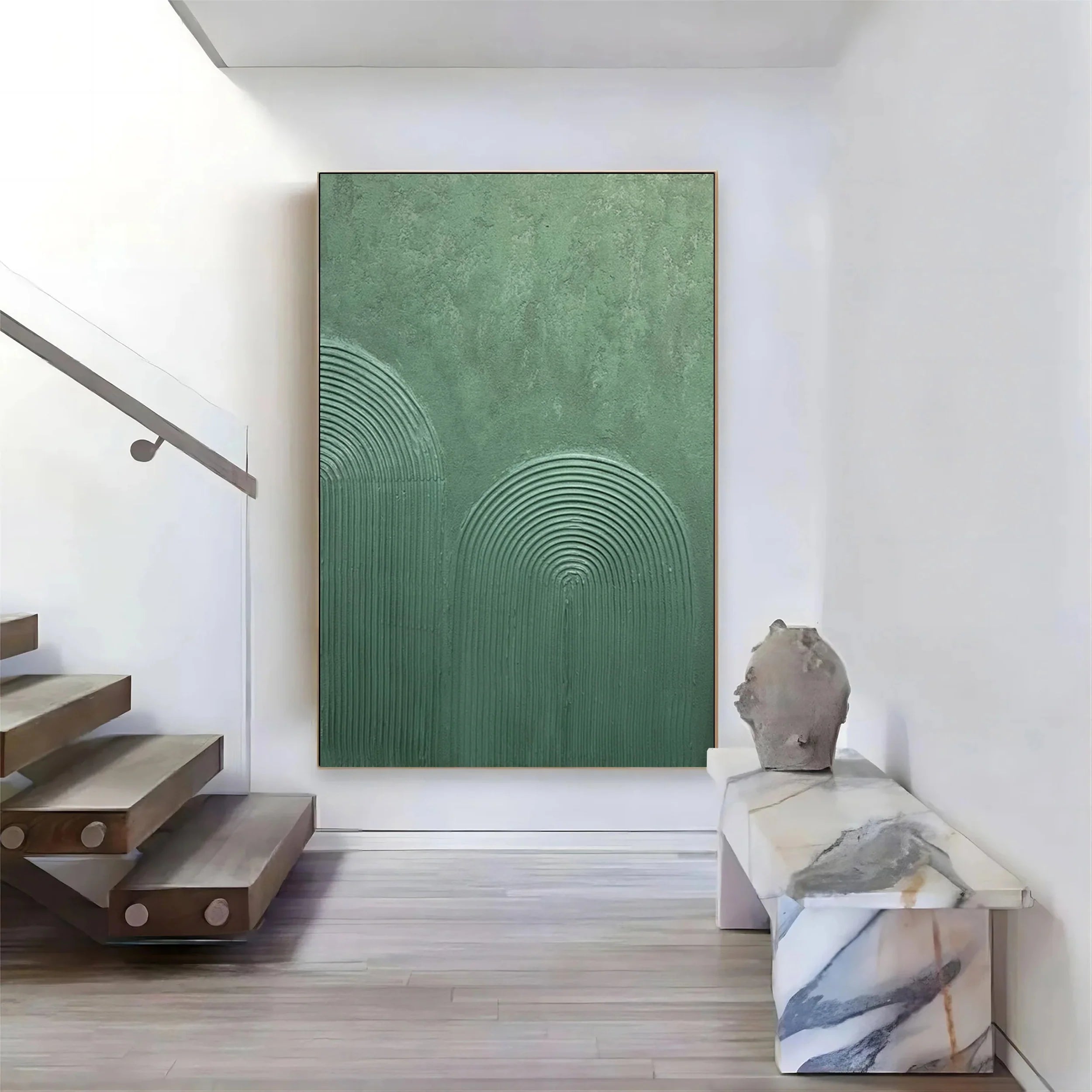 Green Textured Minimalist Wall Art