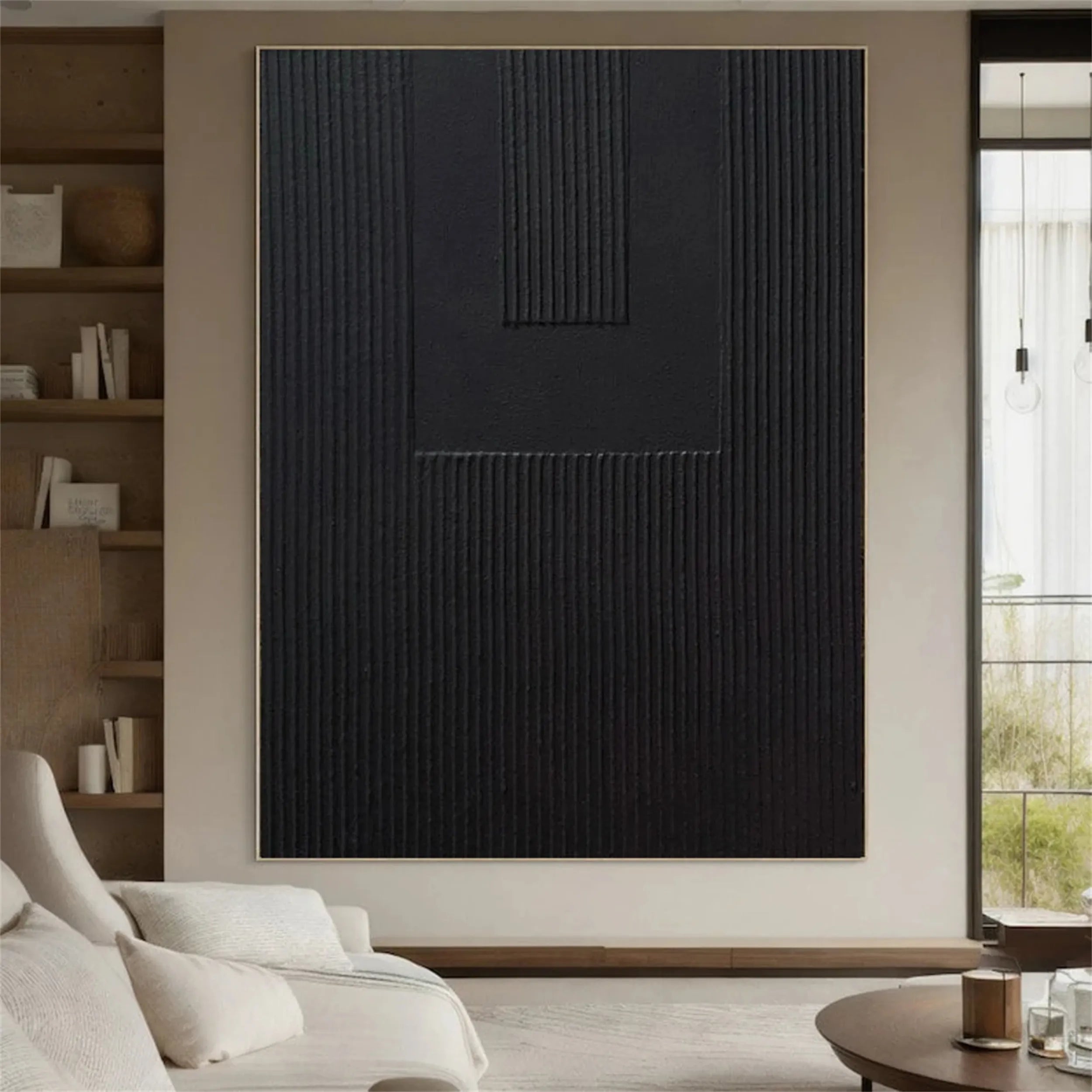 Black Textured Minimalist Wall Art