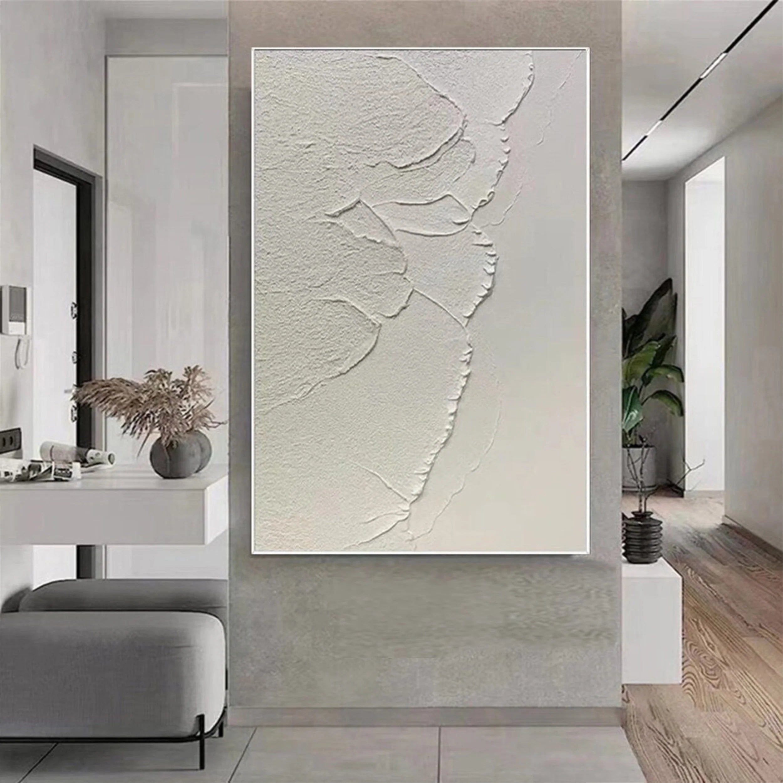 White Textured Minimalist Wall Art