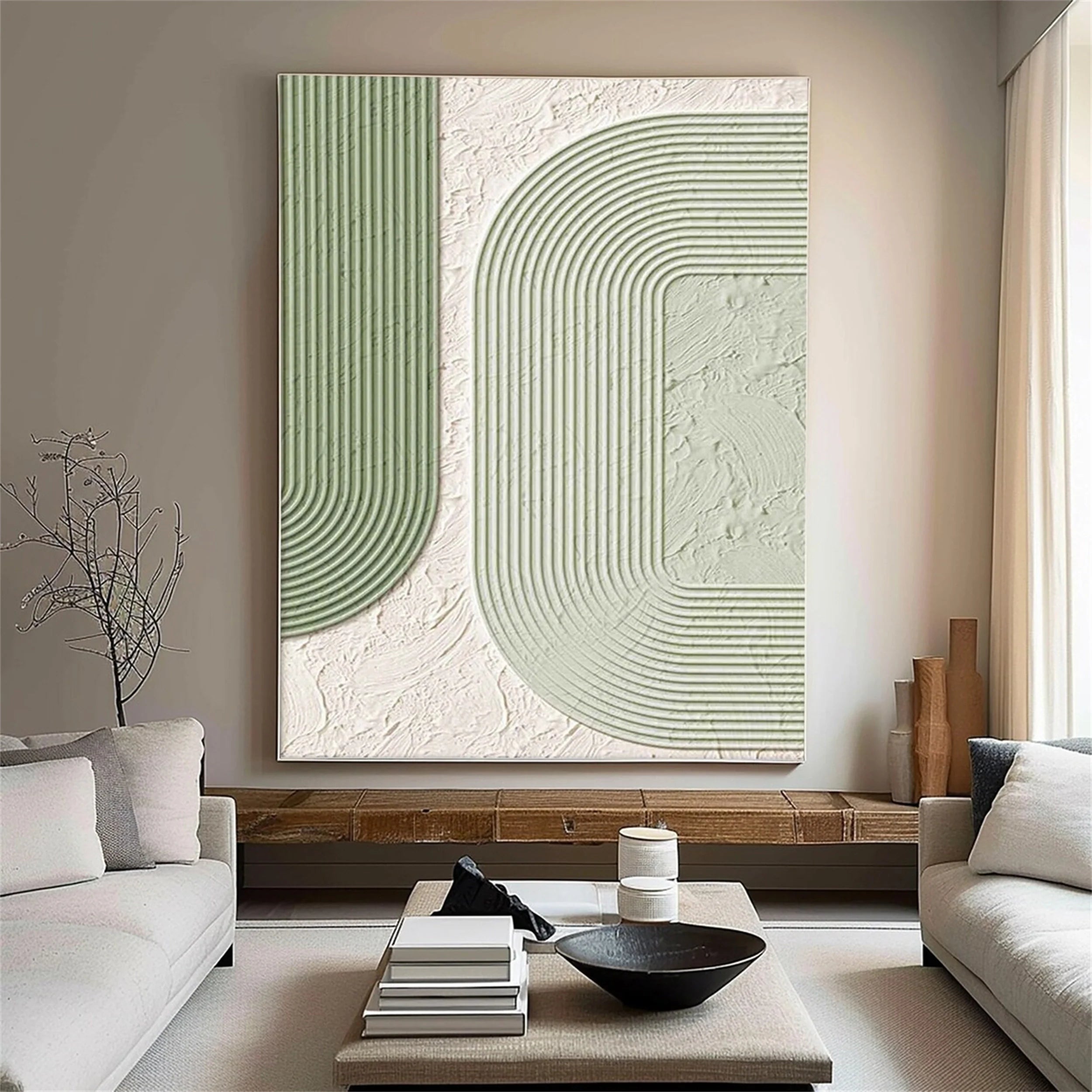 Green Textured Minimalist Wall Art