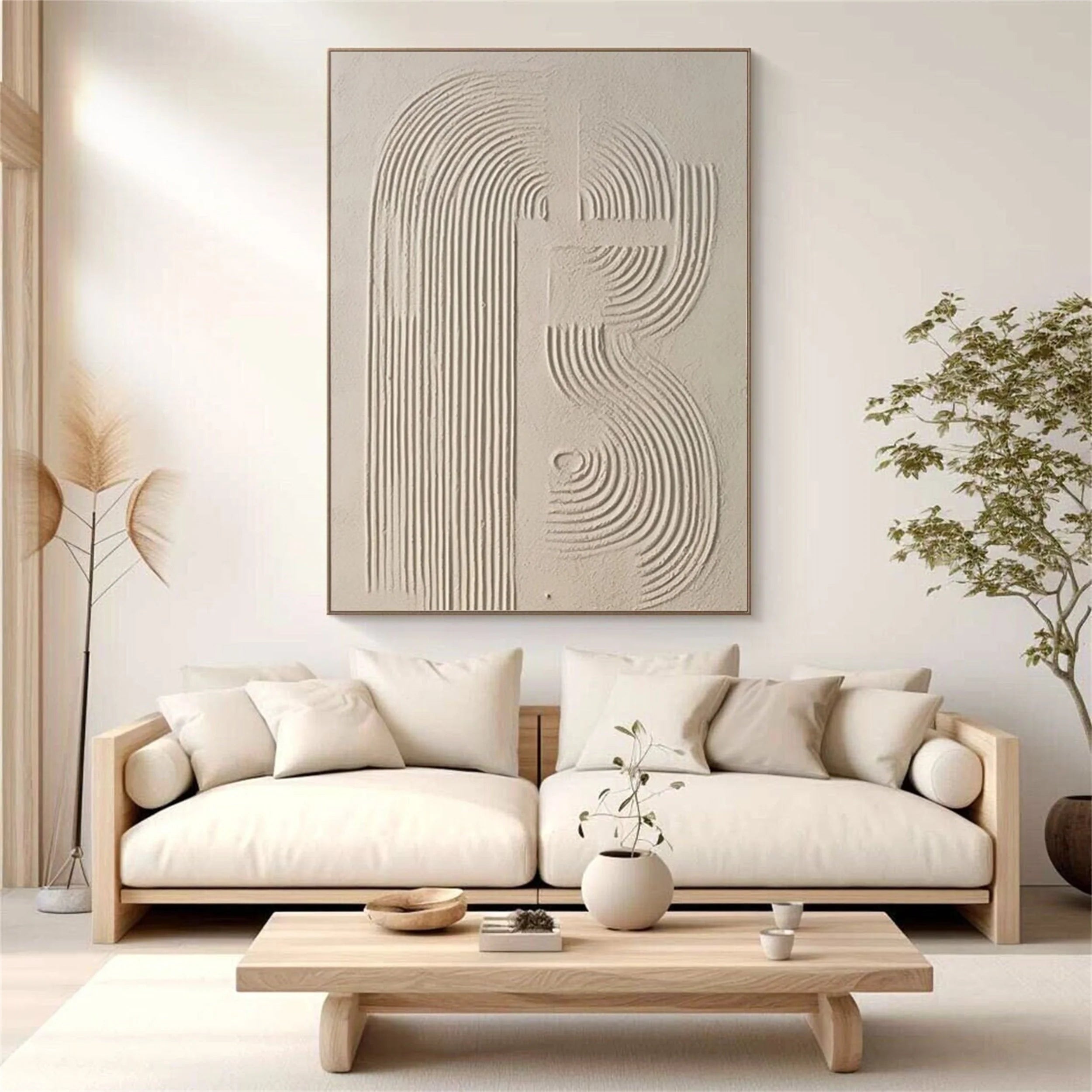 Beige & Brown Textured Minimalist Wall Art