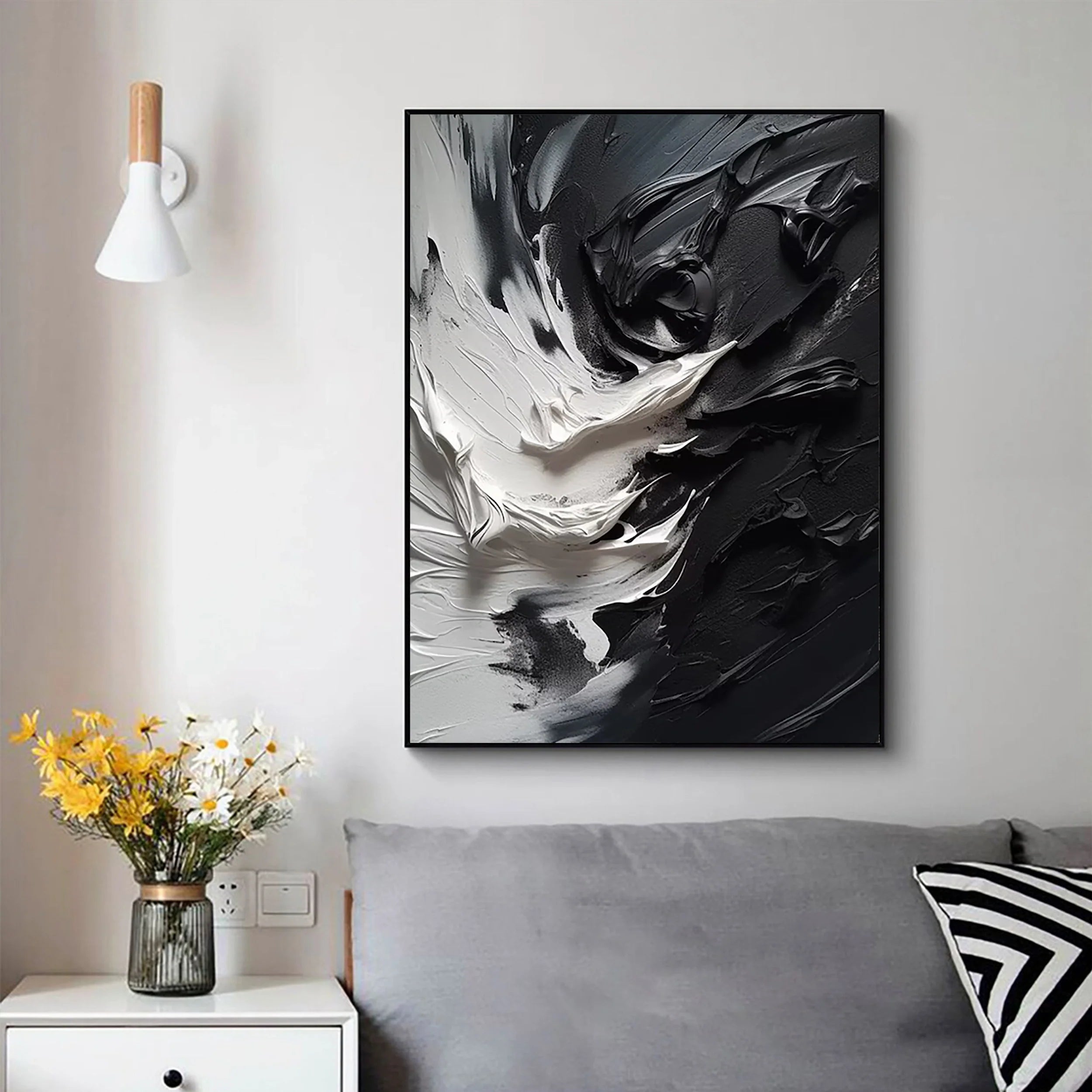 Black Textured Minimalist Wall Art