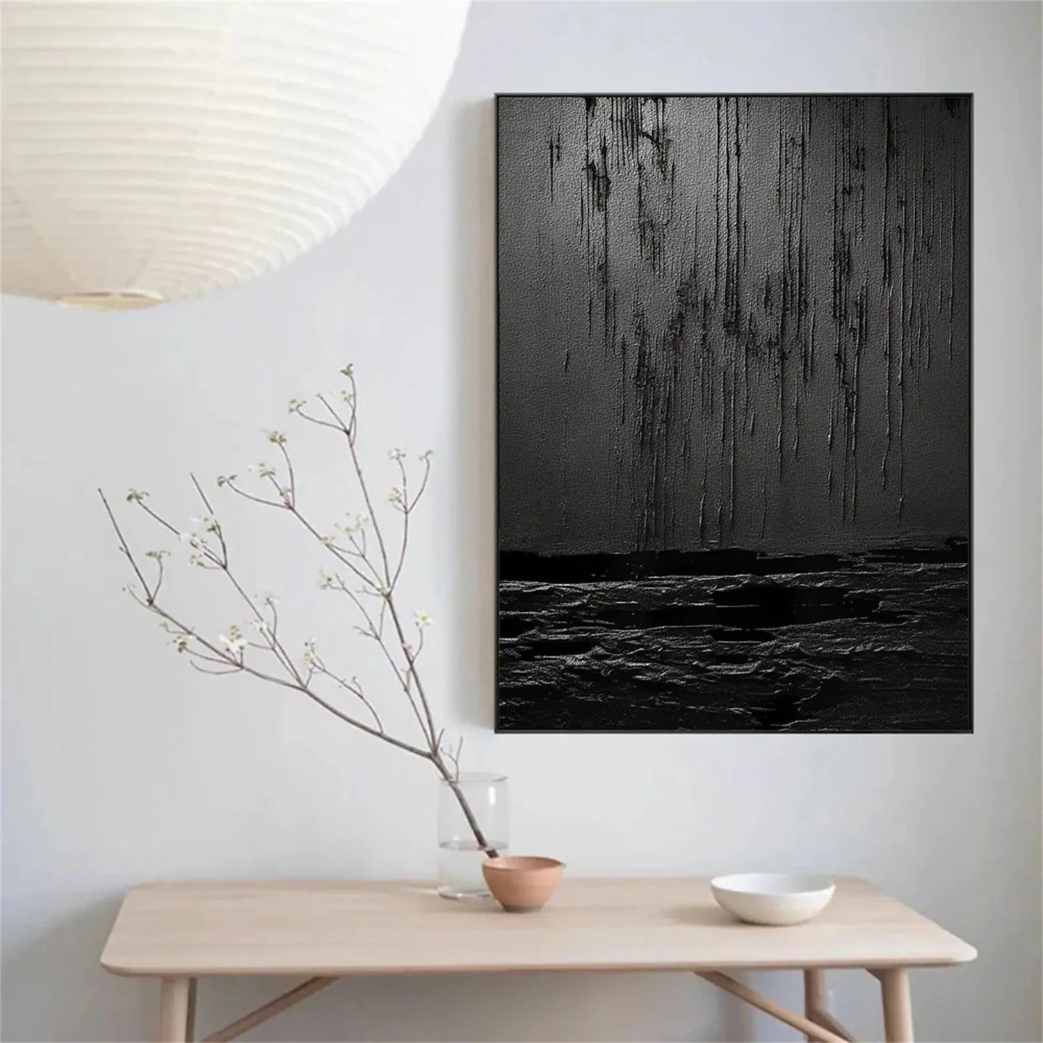 Black Textured Minimalist Wall Art