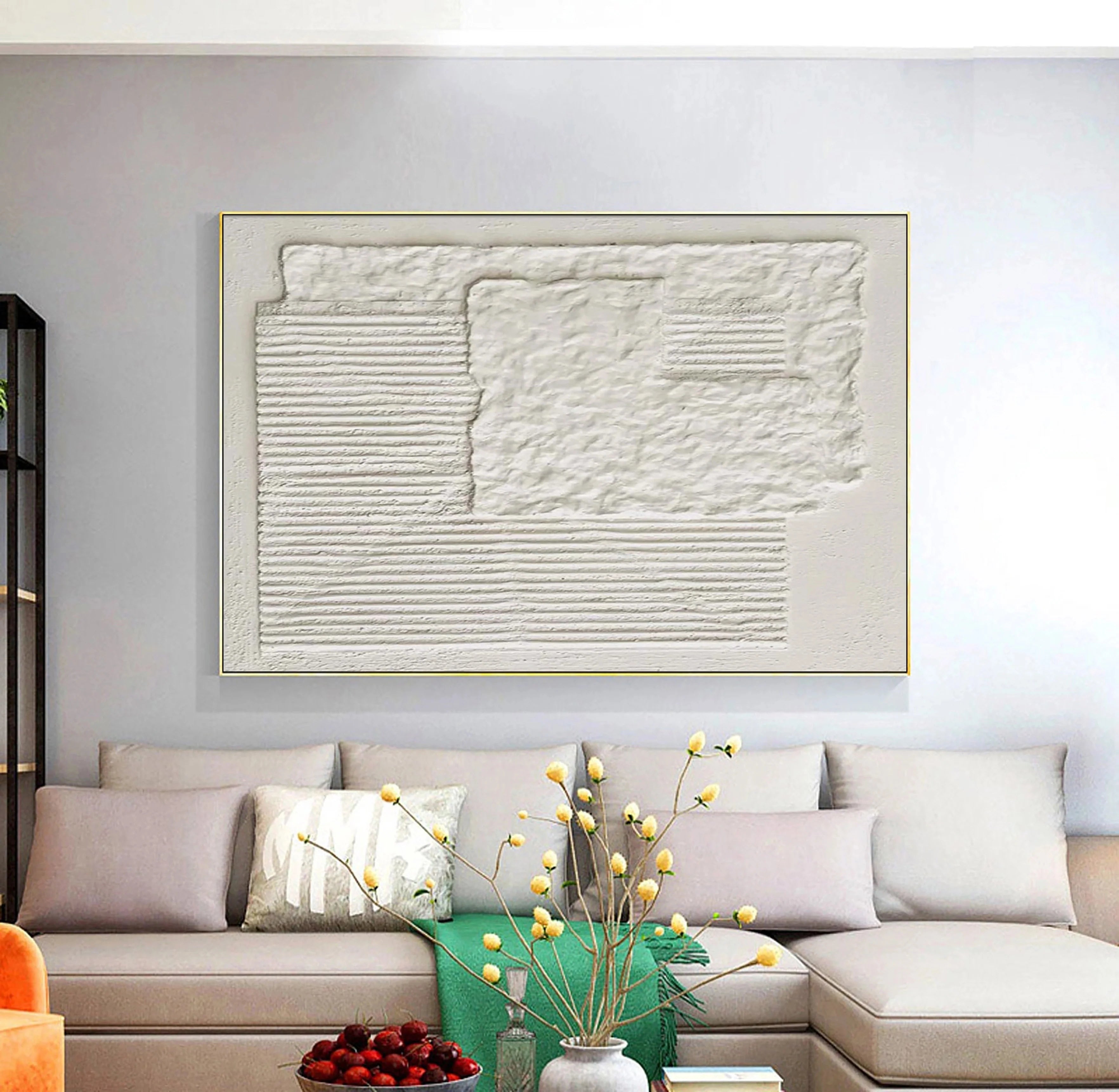 White Textured Minimalist Wall Art