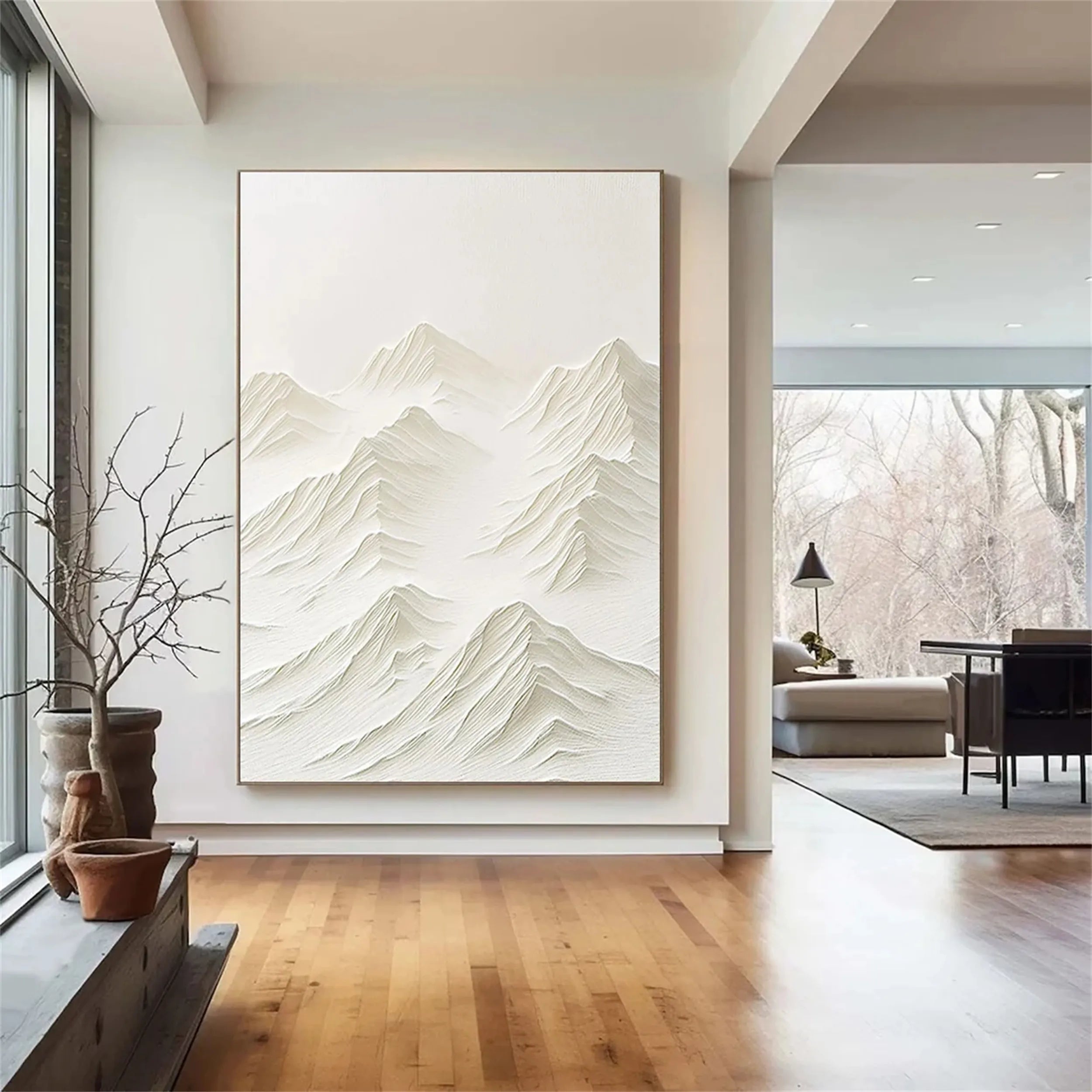 White Textured Minimalist Wall Art