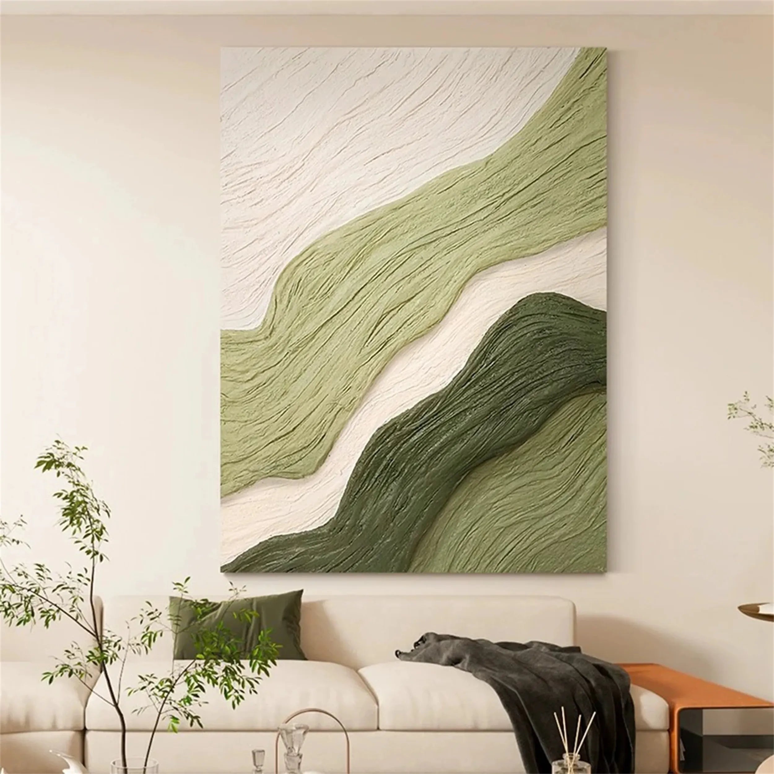 Green Textured Minimalist Wall Art