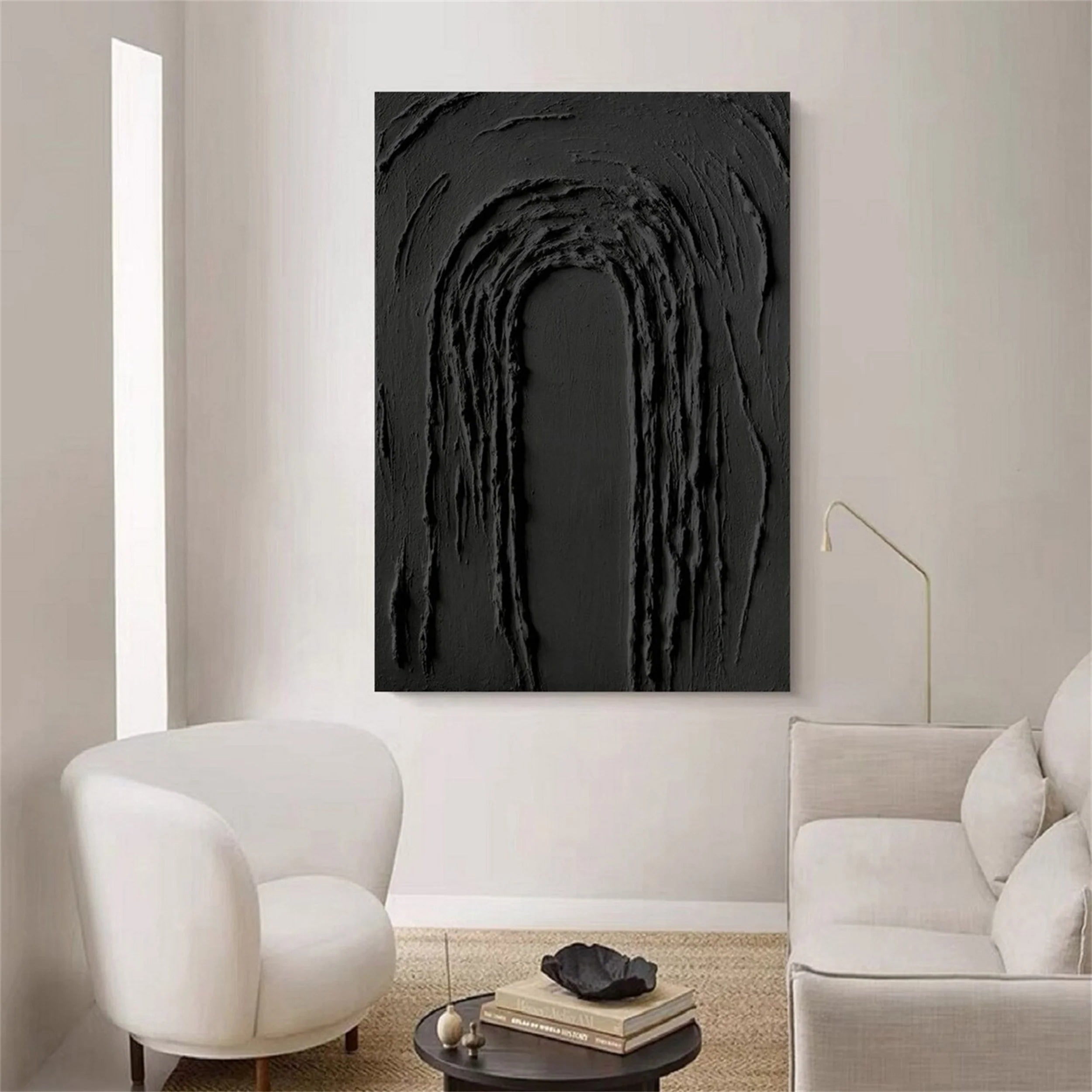 Black Textured Minimalist Wall Art