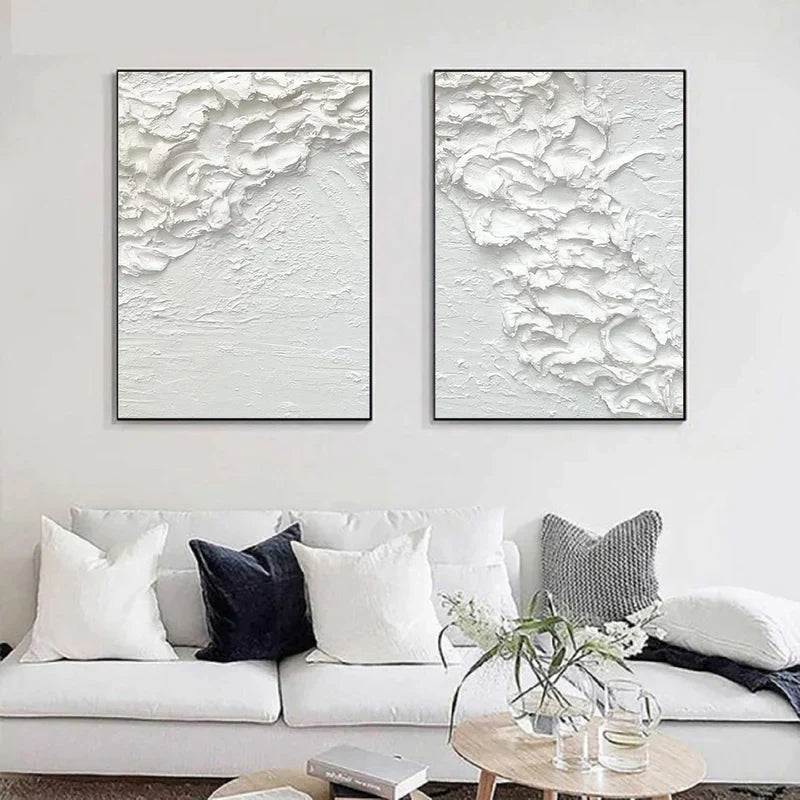 White Textured Minimalist Wall Art Set of 2