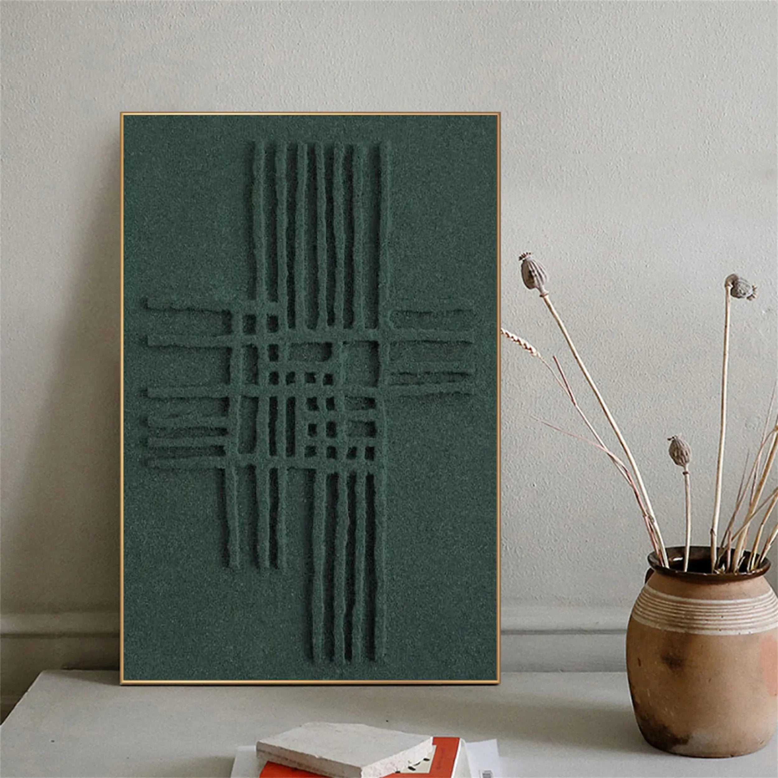 Green Textured Minimalist Wall Art