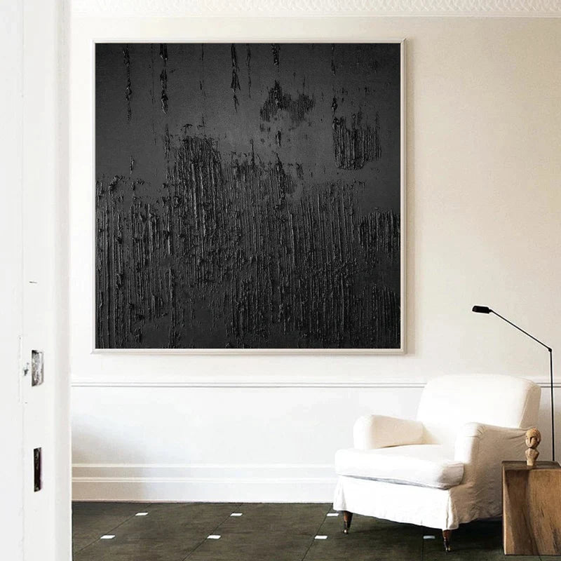 Black Textured Minimalist Wall Art