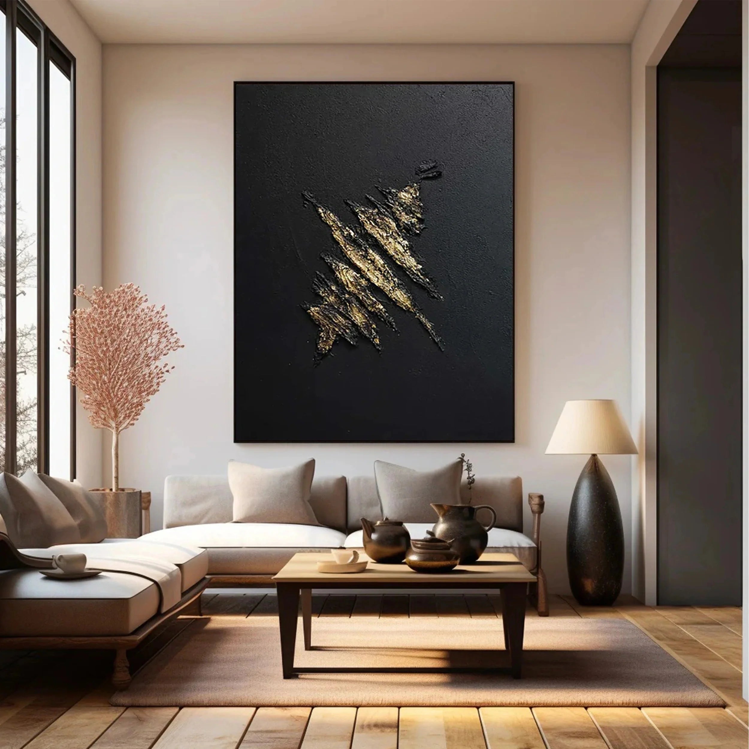 Black Textured Minimalist Wall Art