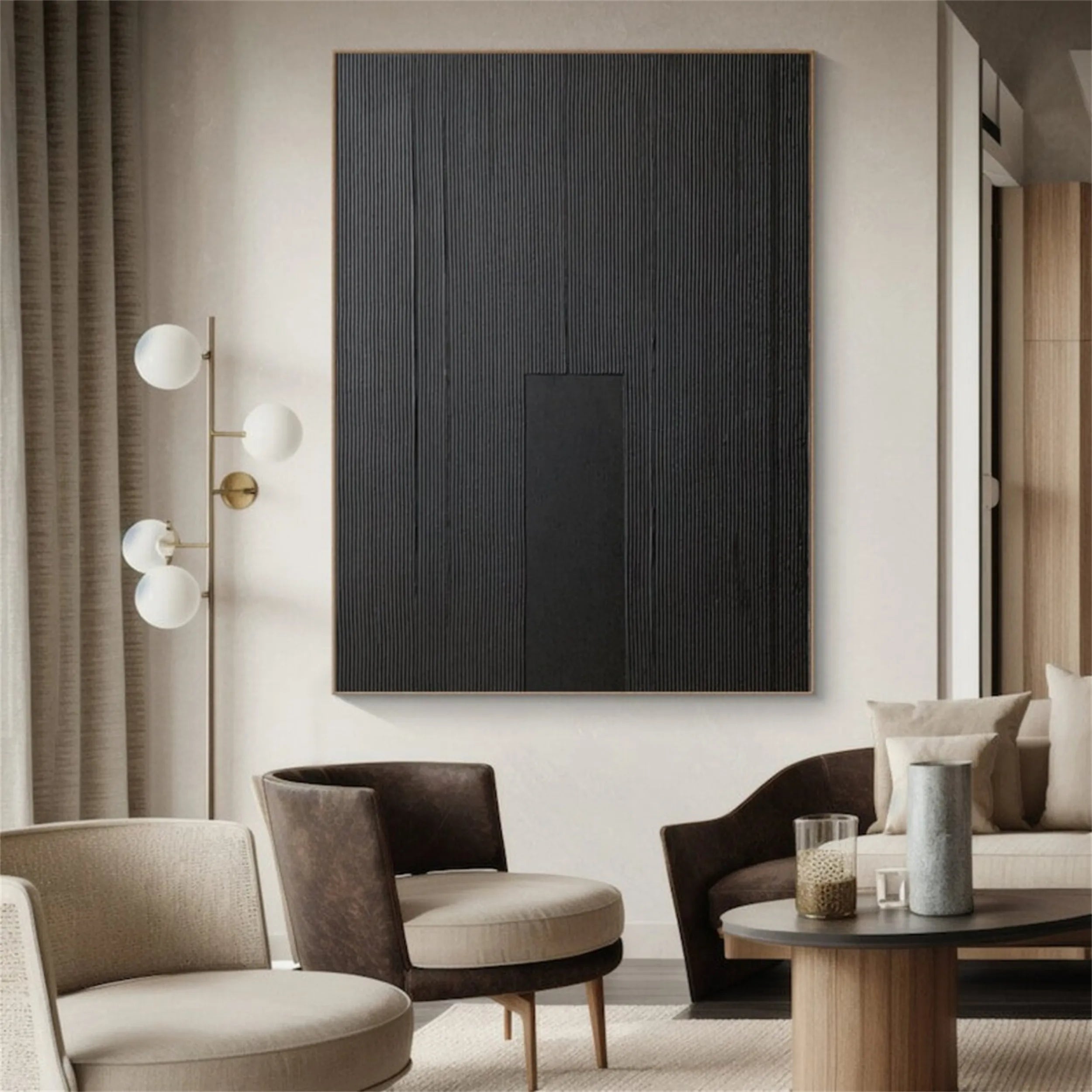 Black Textured Minimalist Wall Art