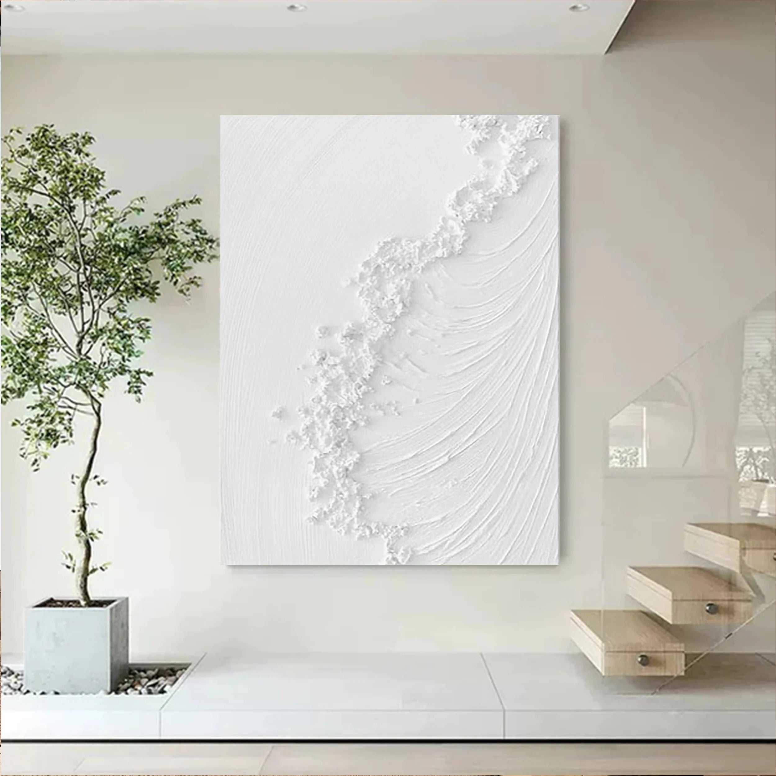 White Textured Minimalist Wall Art