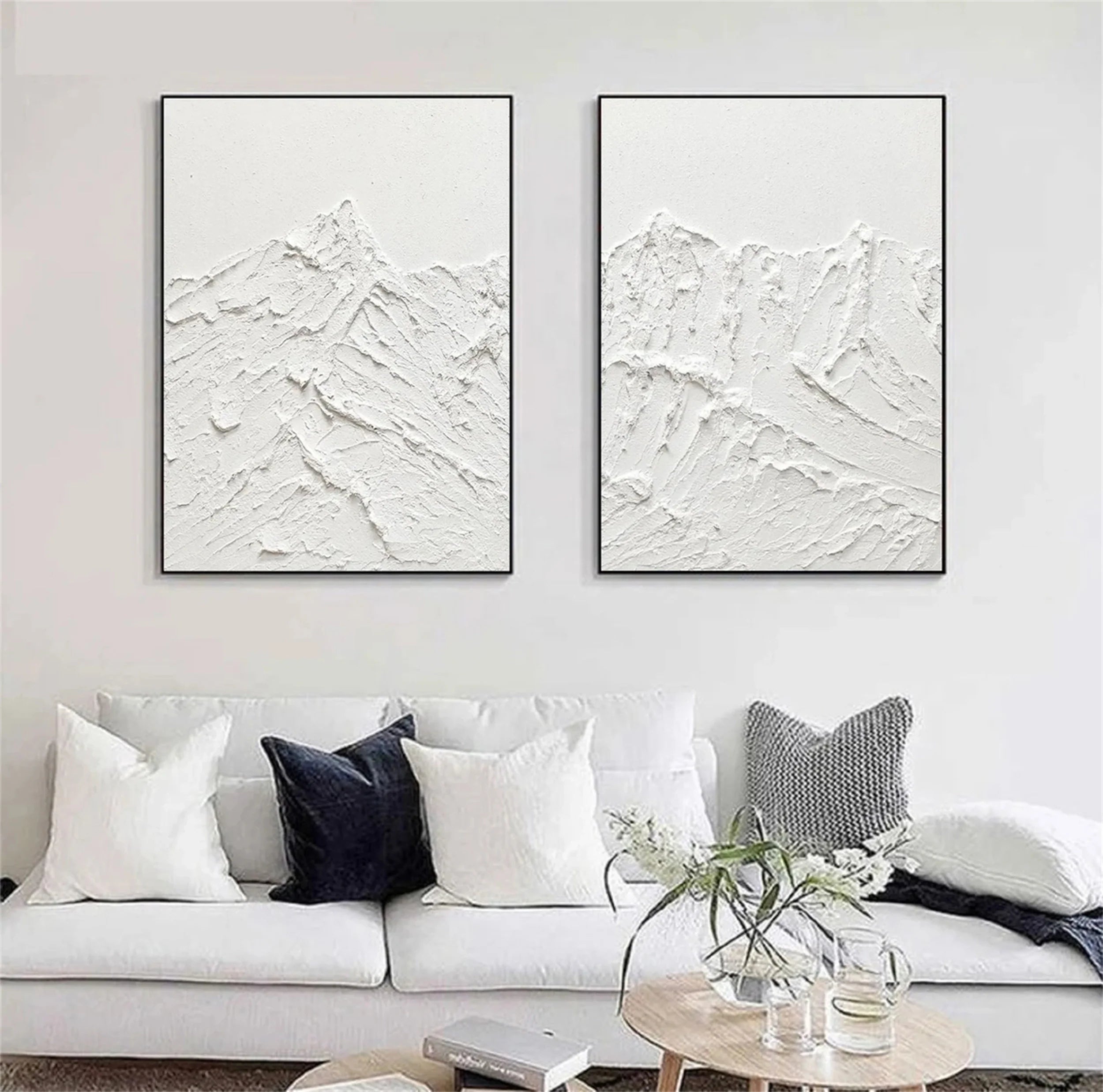 White Textured Minimalist Wall Art Set of 2