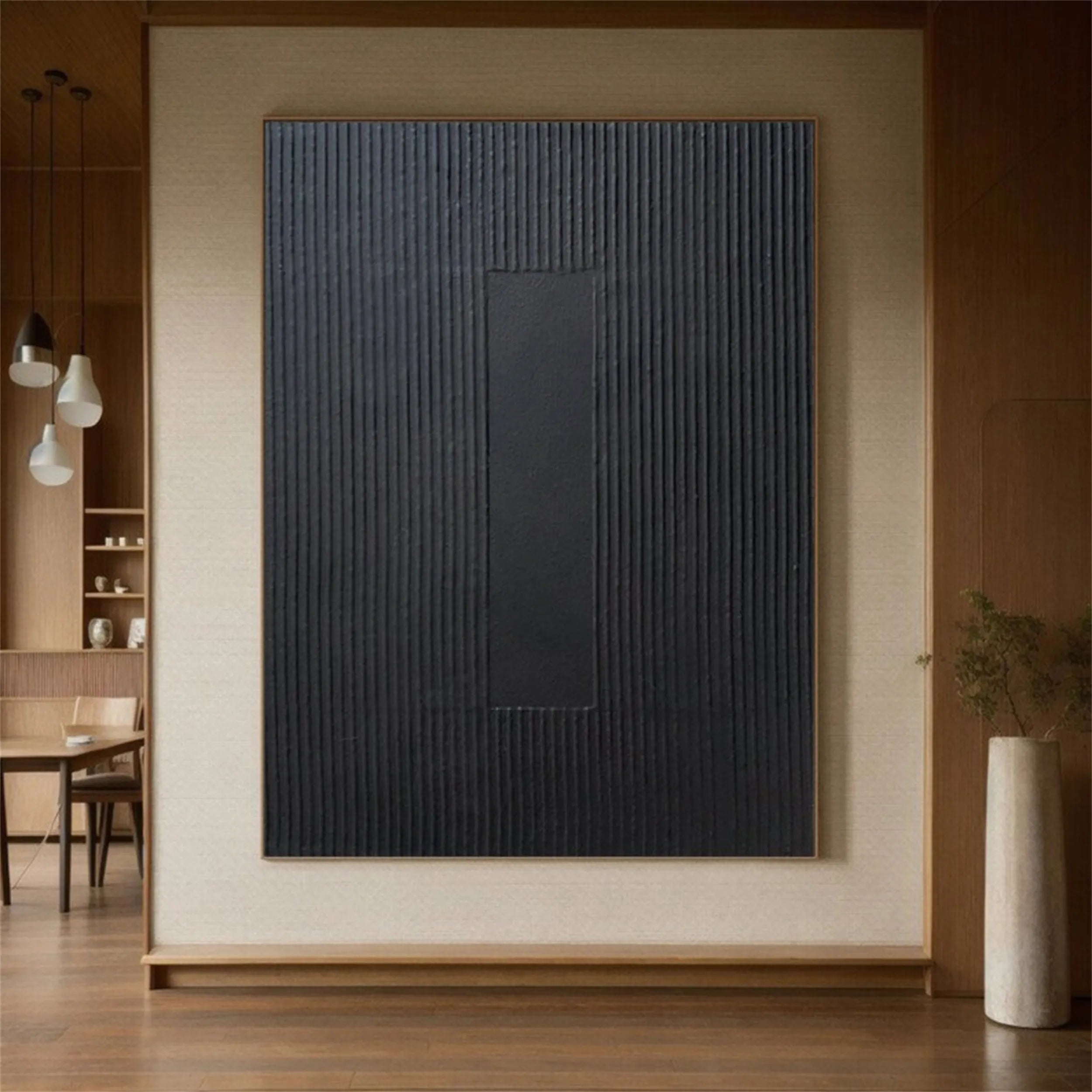 Black Textured Minimalist Wall Art