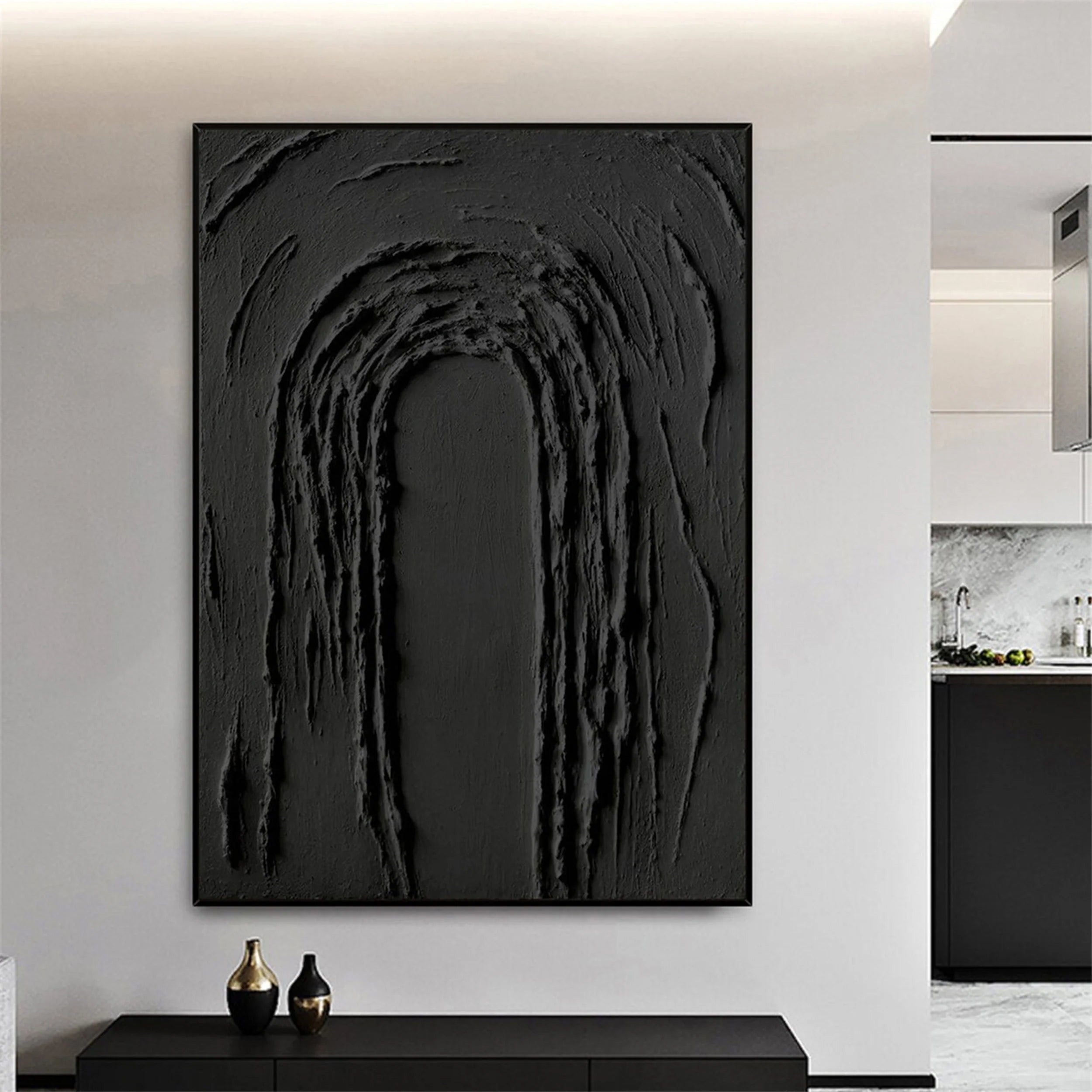 Black Textured Minimalist Wall Art