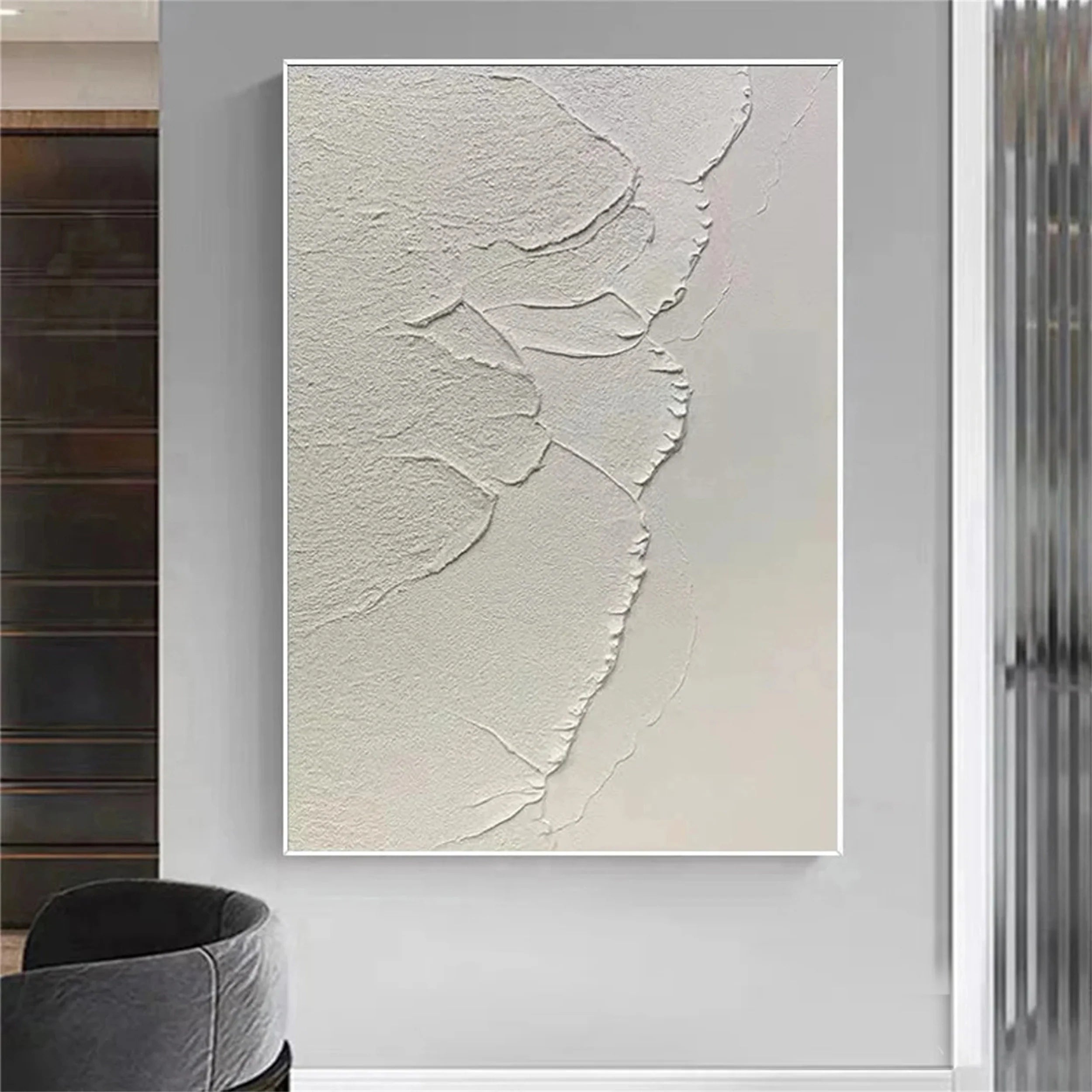 White Textured Minimalist Wall Art