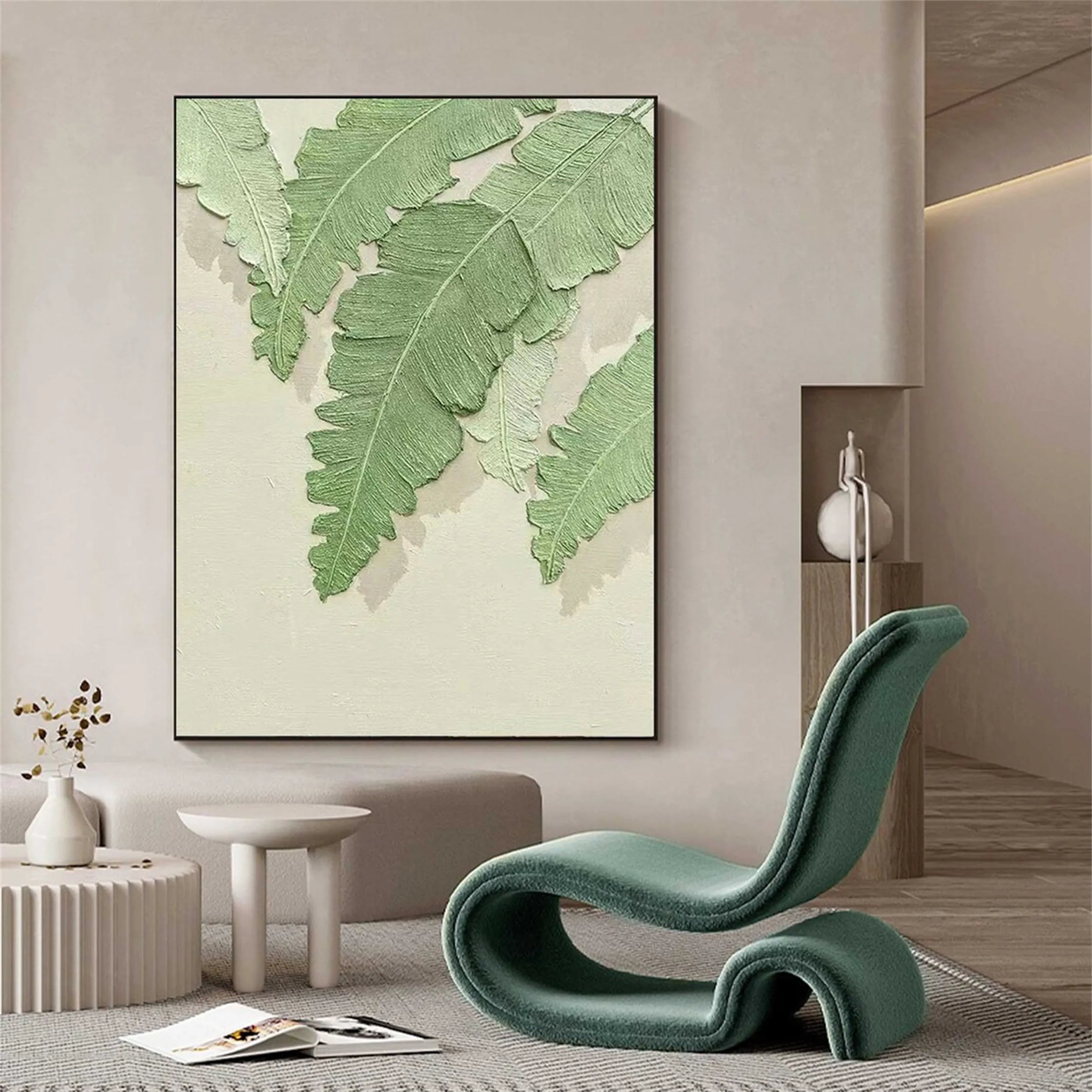 Green Textured Minimalist Wall Art