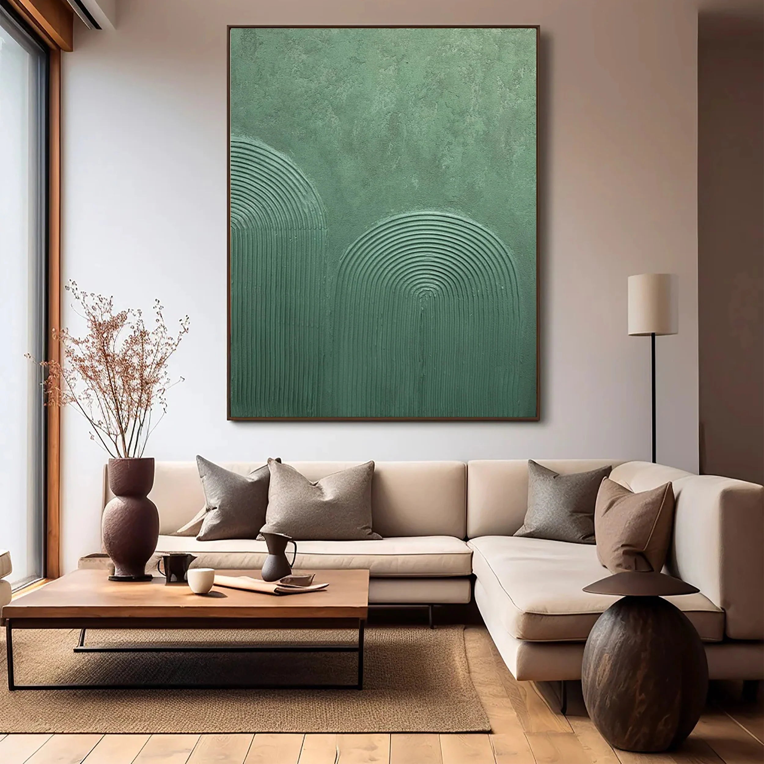 Green Textured Minimalist Wall Art