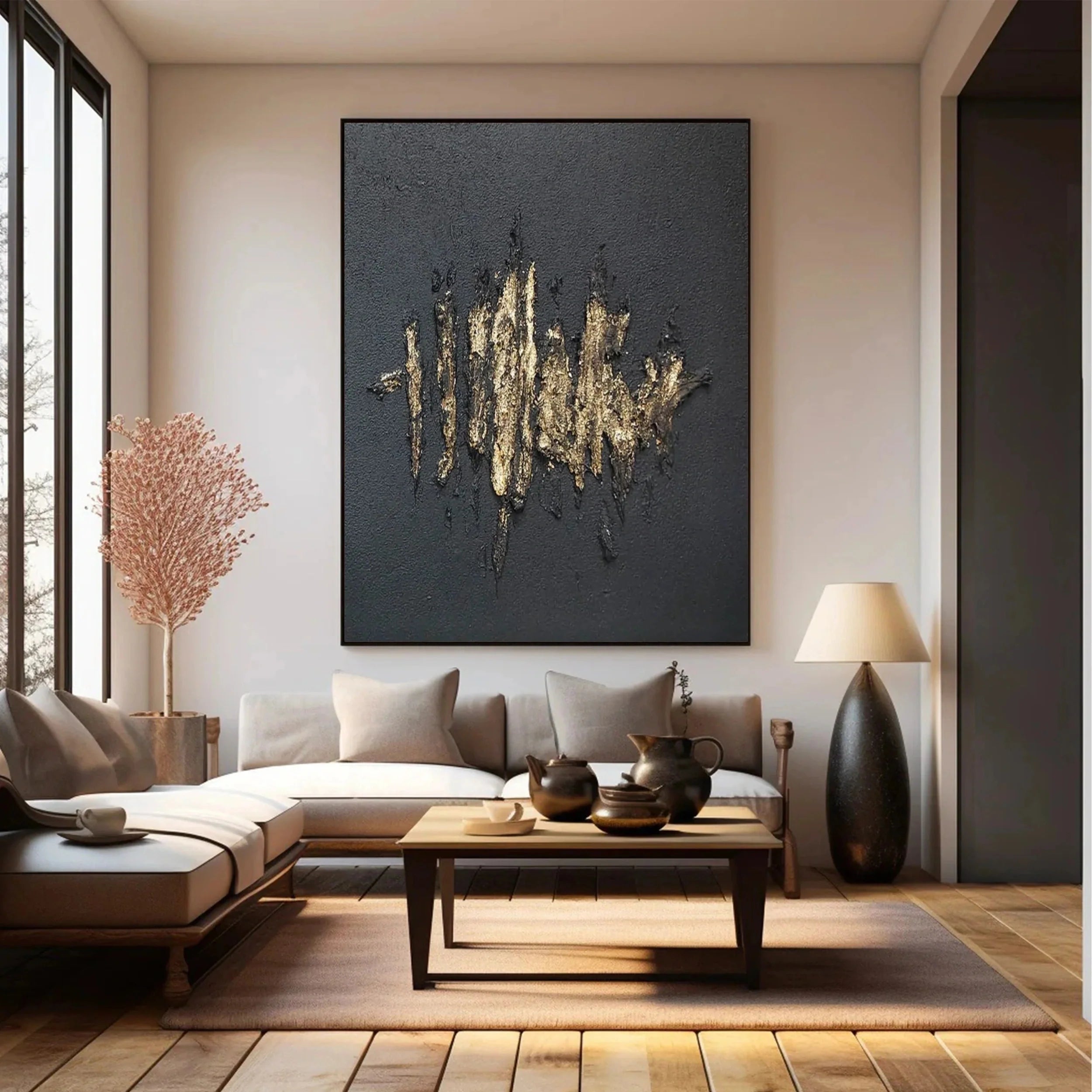 Black Textured Minimalist Wall Art