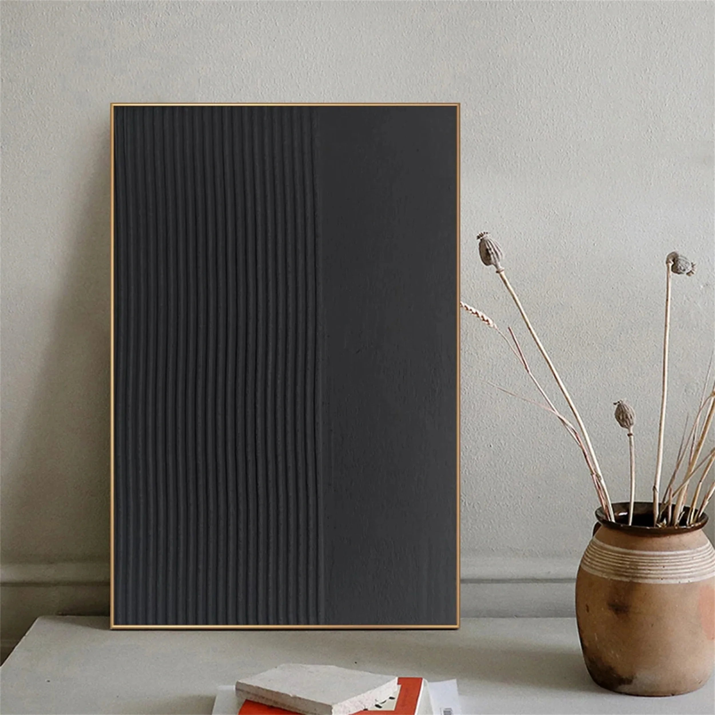 Black Textured Minimalist Wall Art