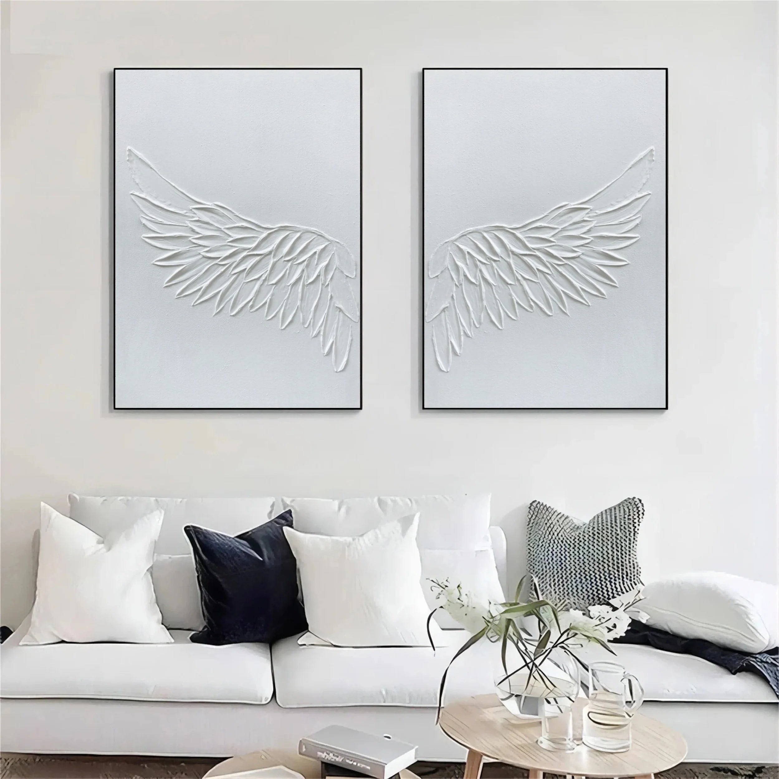 White Textured Minimalist Wall Art Set of 2