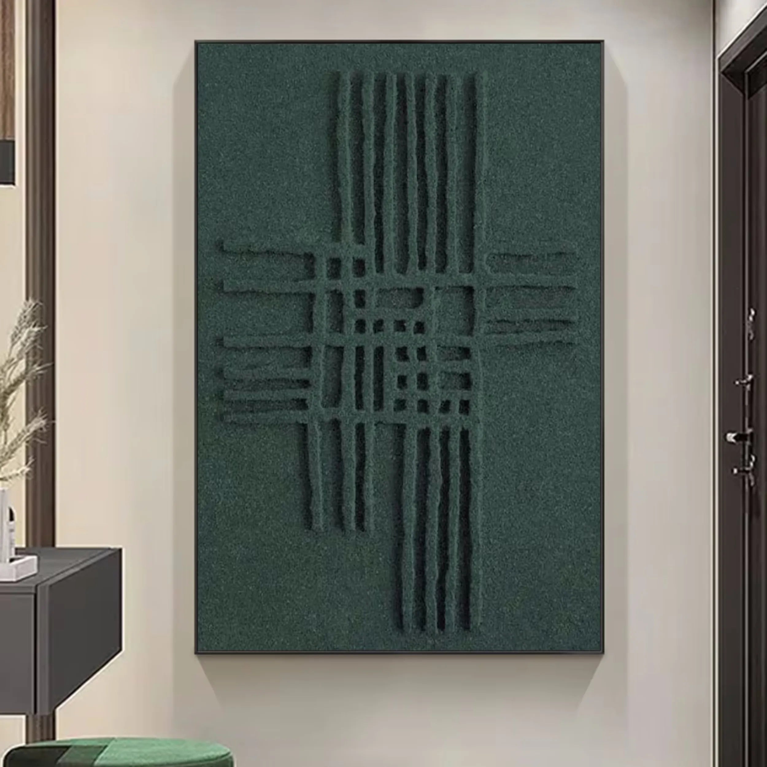 Green Textured Minimalist Wall Art