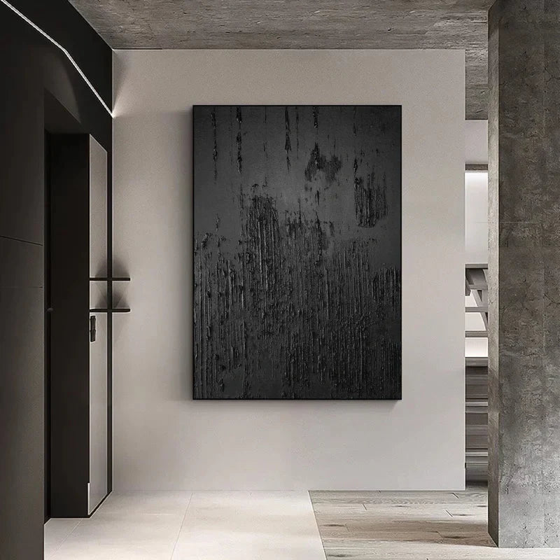 Black Textured Minimalist Wall Art