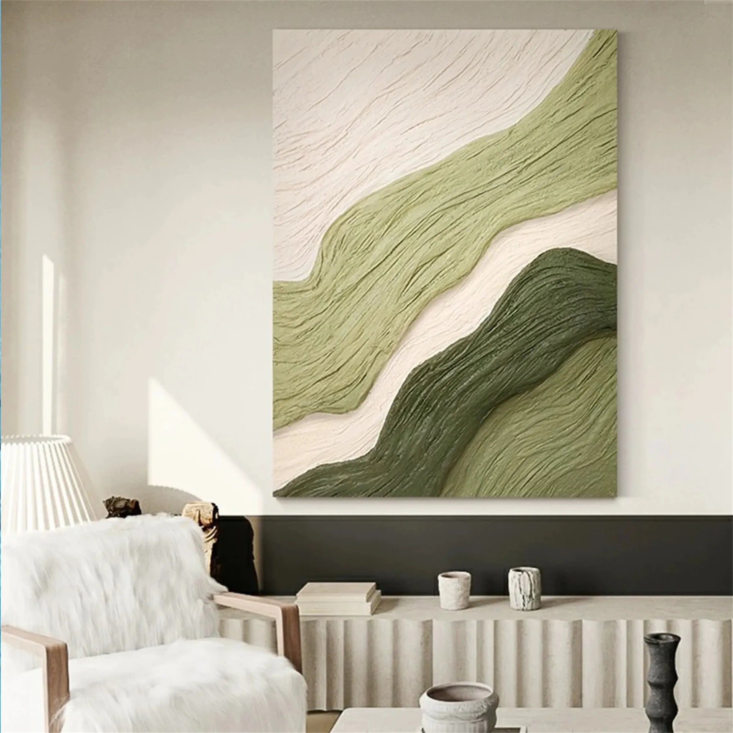 Green Textured Minimalist Wall Art