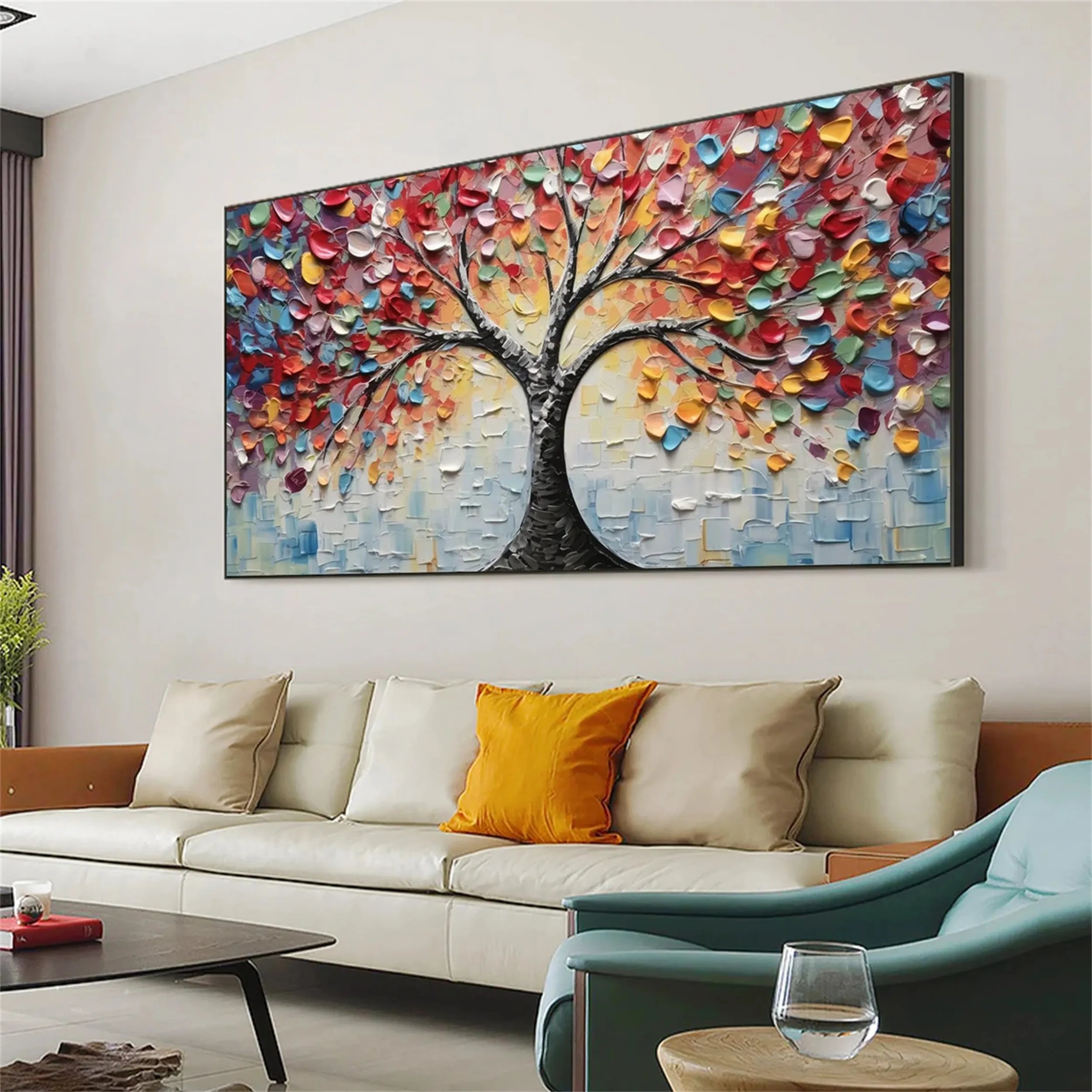 Colorful Tree And Flower Painting