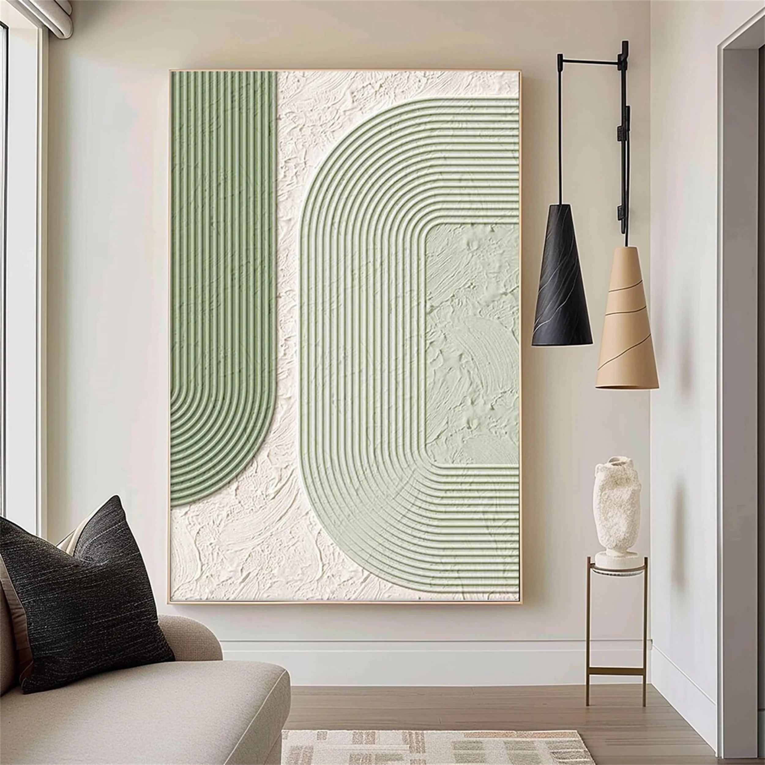 Green Textured Minimalist Wall Art