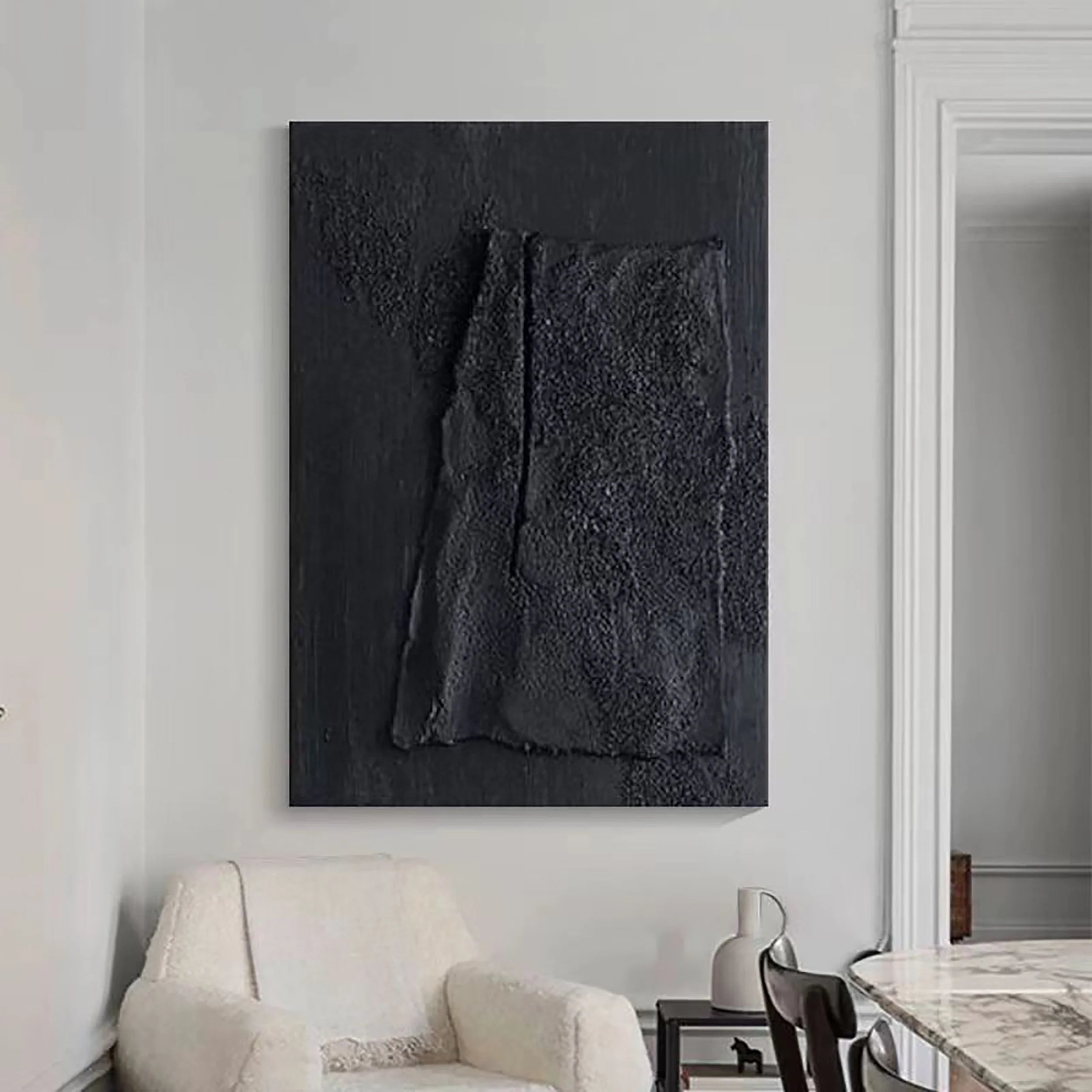 Black Textured Minimalist Wall Art