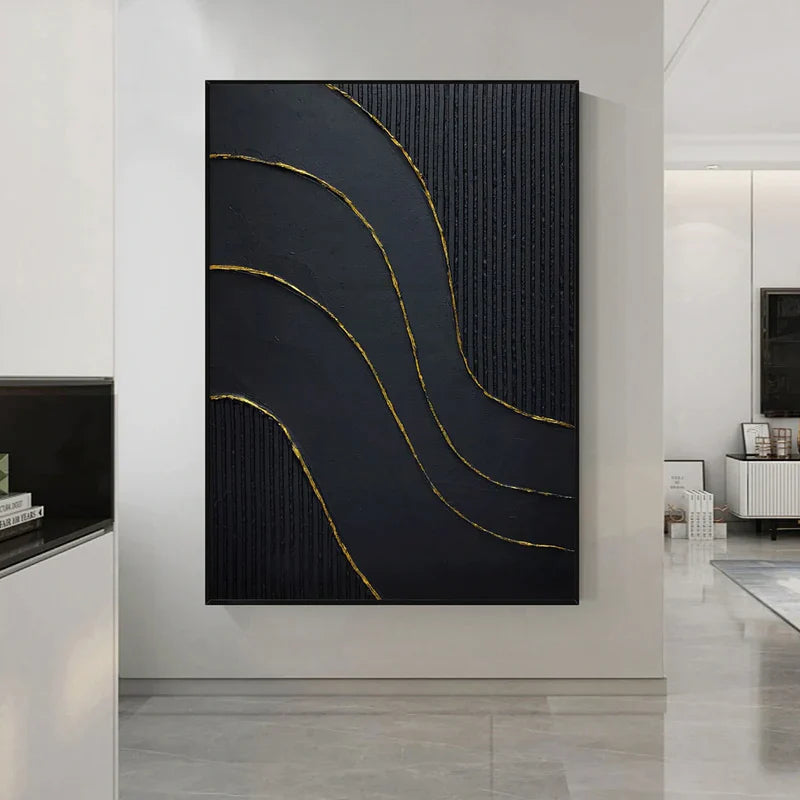 Black Textured Minimalist Wall Art