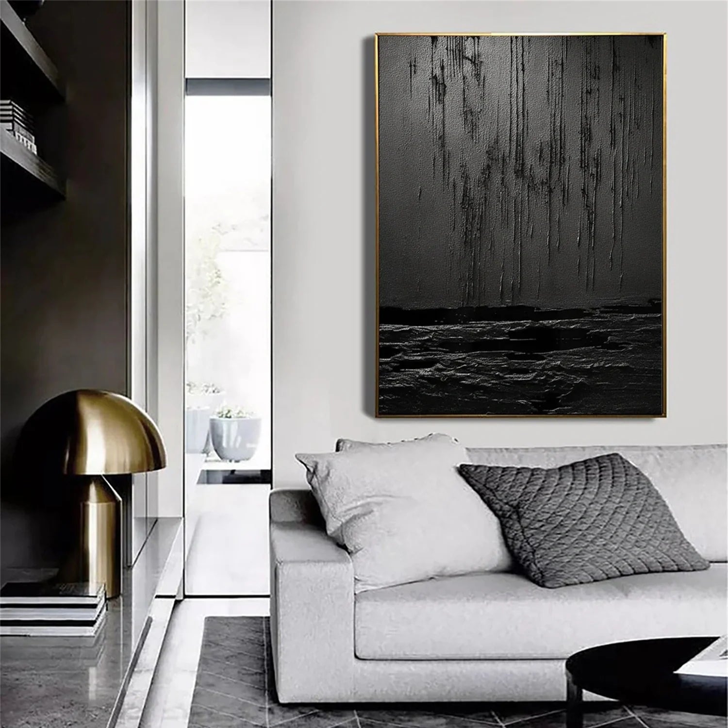 Black Textured Minimalist Wall Art