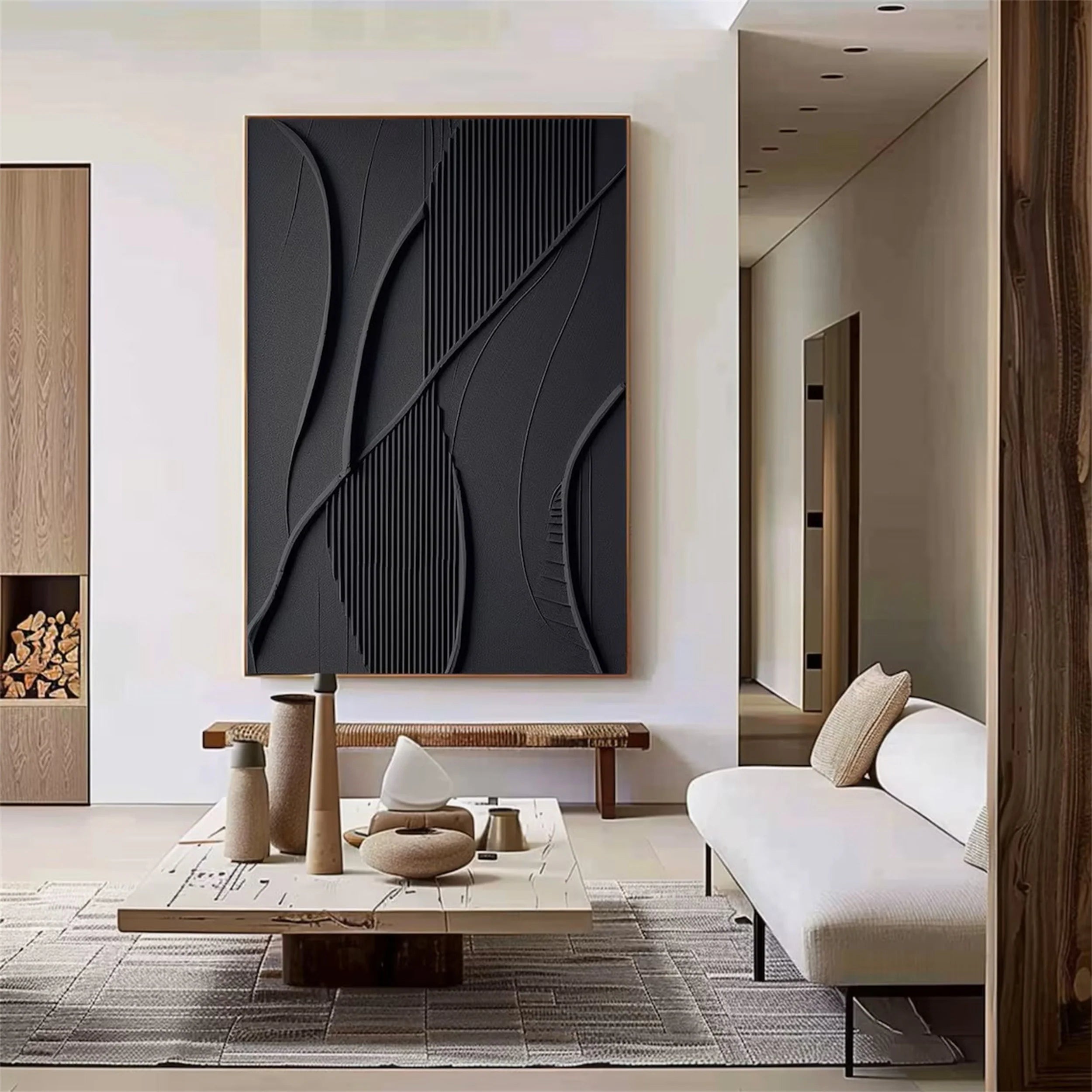 Black Textured Minimalist Wall Art