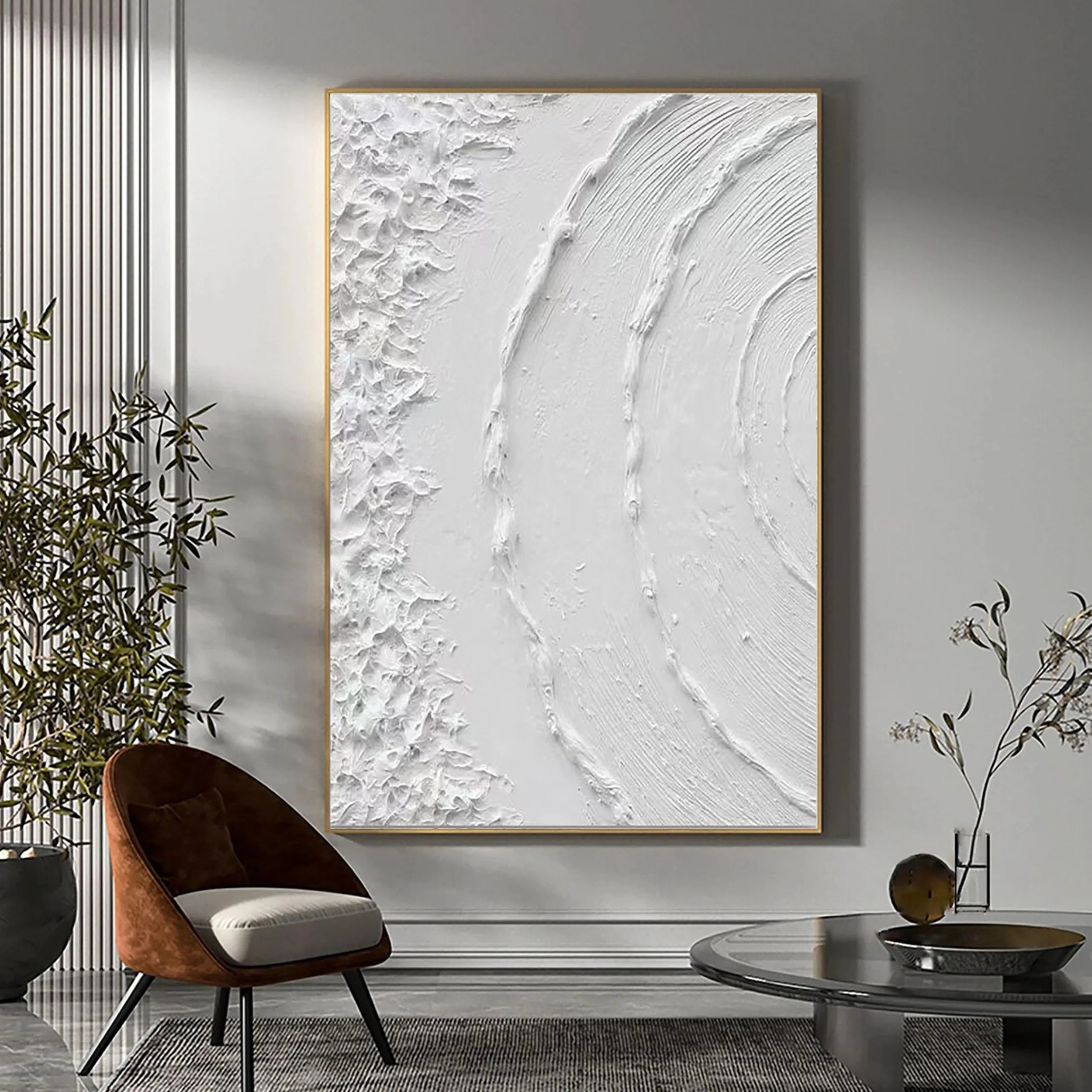 White Textured Minimalist Wall Art