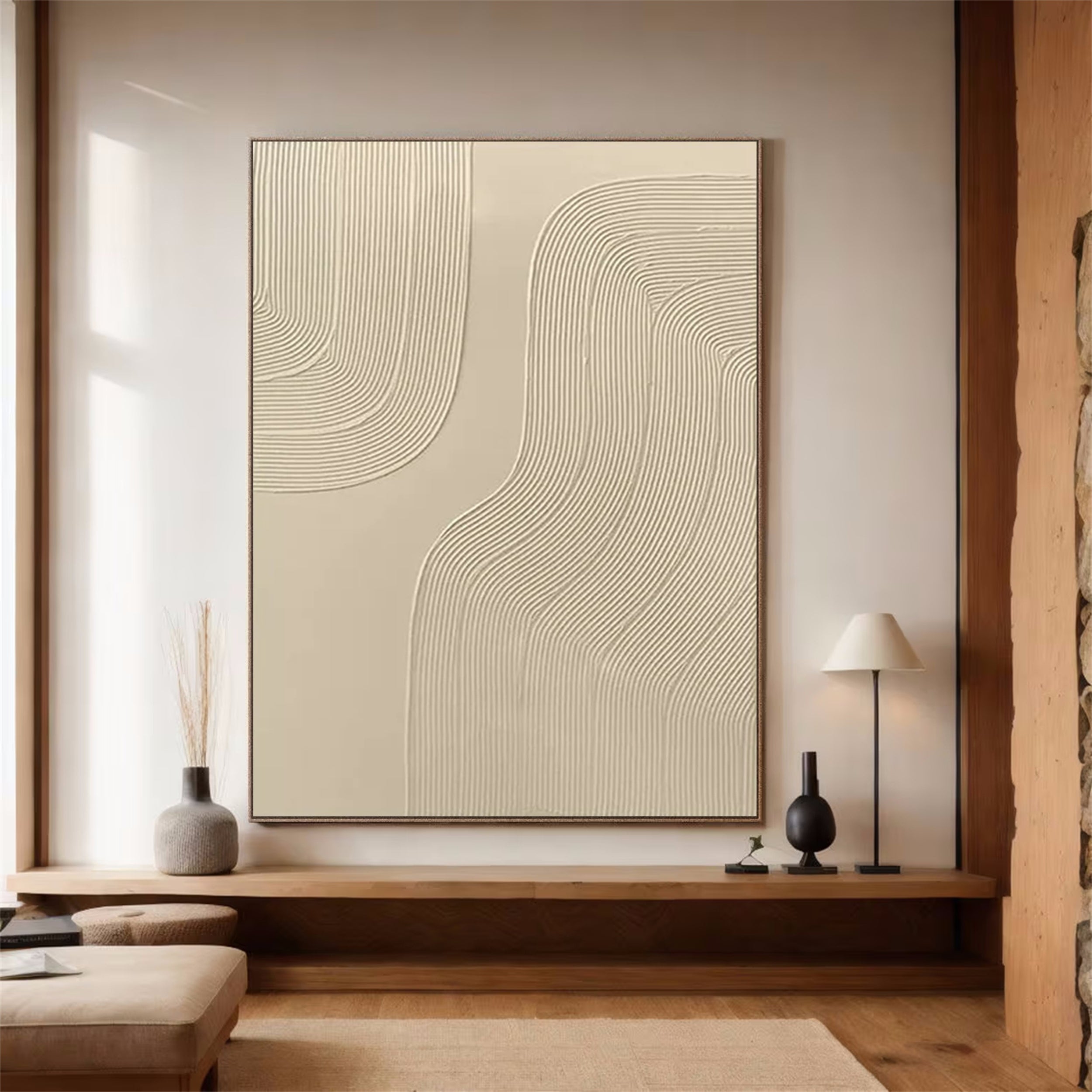 Beige & Brown Textured Minimalist Wall Art