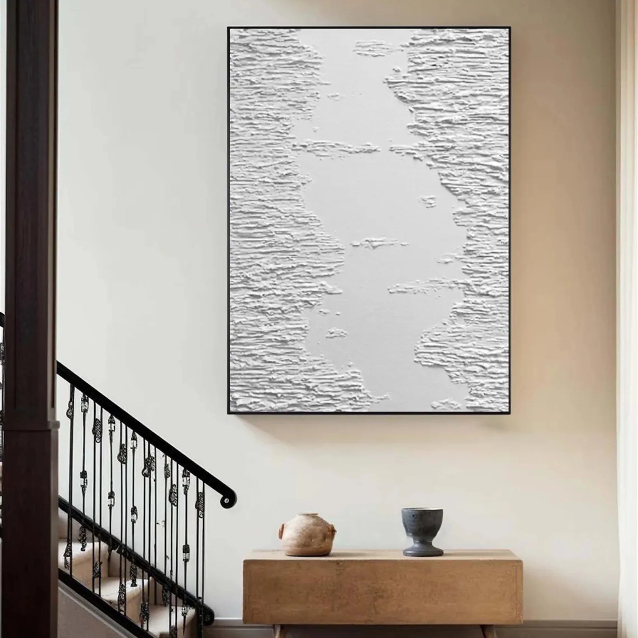 White Textured Minimalist Wall Art